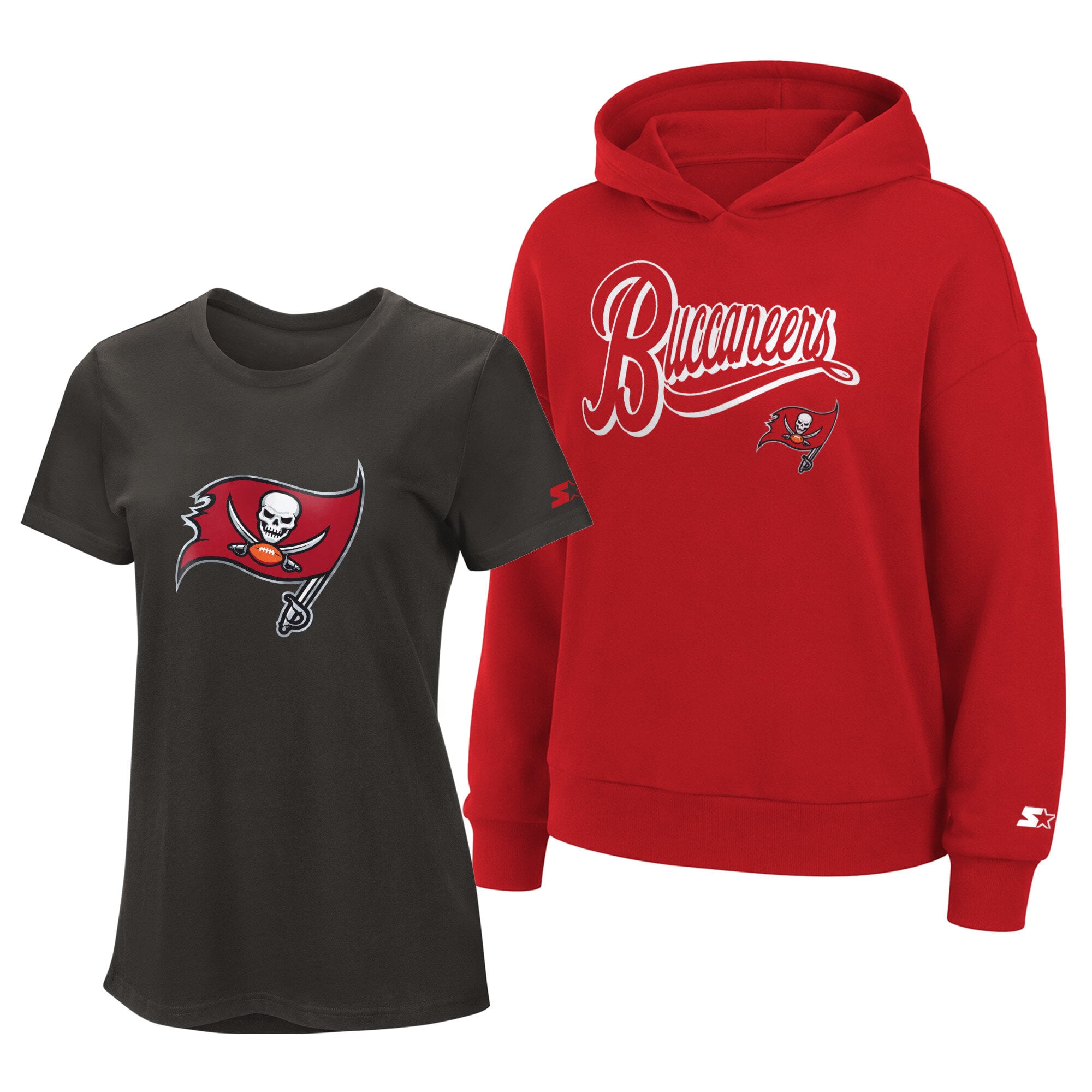 Ensemble sweat à capuche et t-shirt Starter pour femme, couleur étain/rouge, Tampa Bay Buccaneers