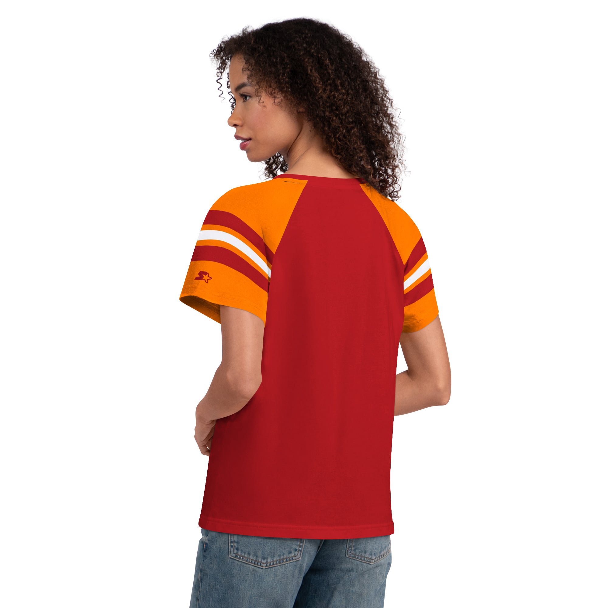 T-shirt raglan à col cranté Starter rouge pour femmes des Buccaneers de Tampa Bay