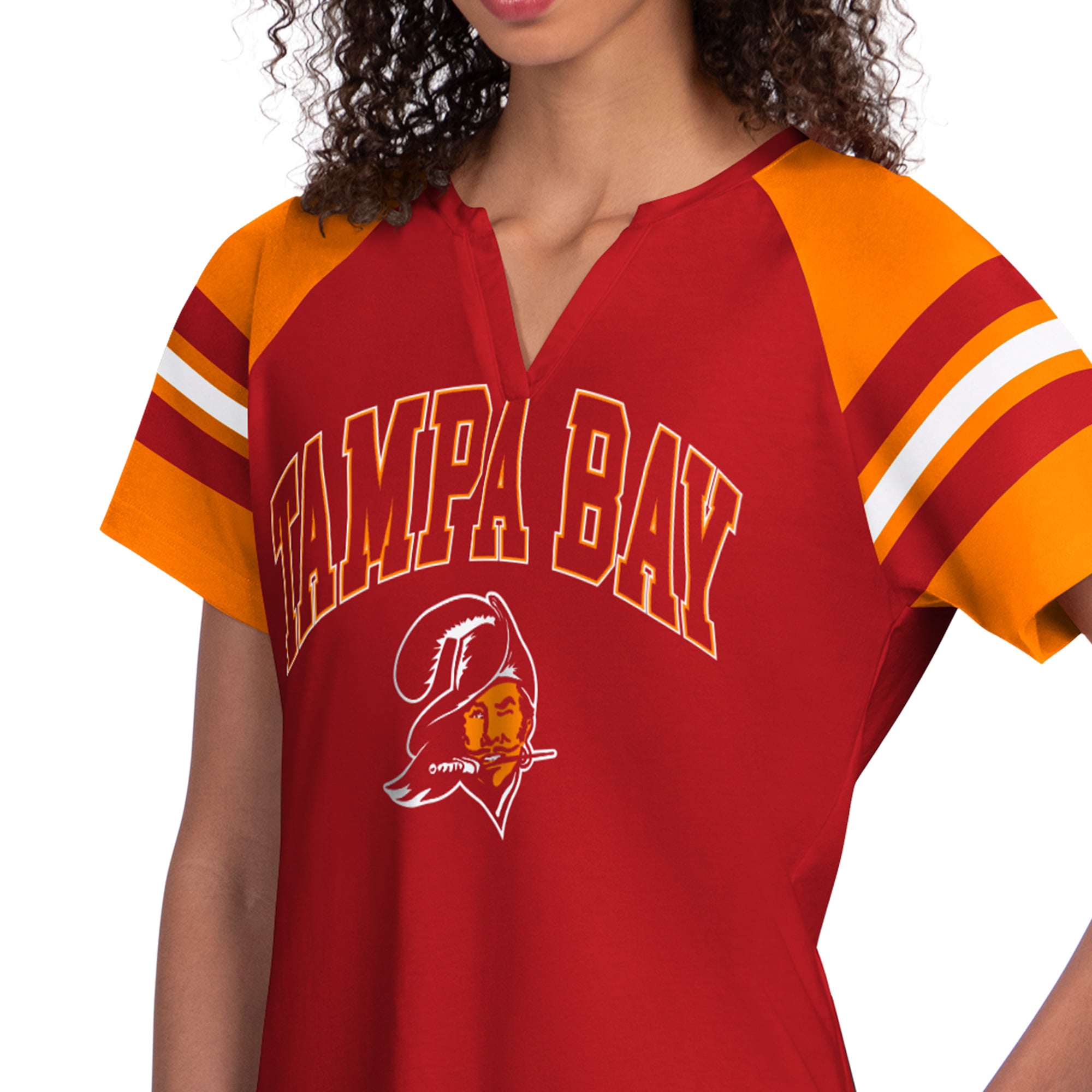 T-shirt raglan à col cranté Starter rouge pour femmes des Buccaneers de Tampa Bay
