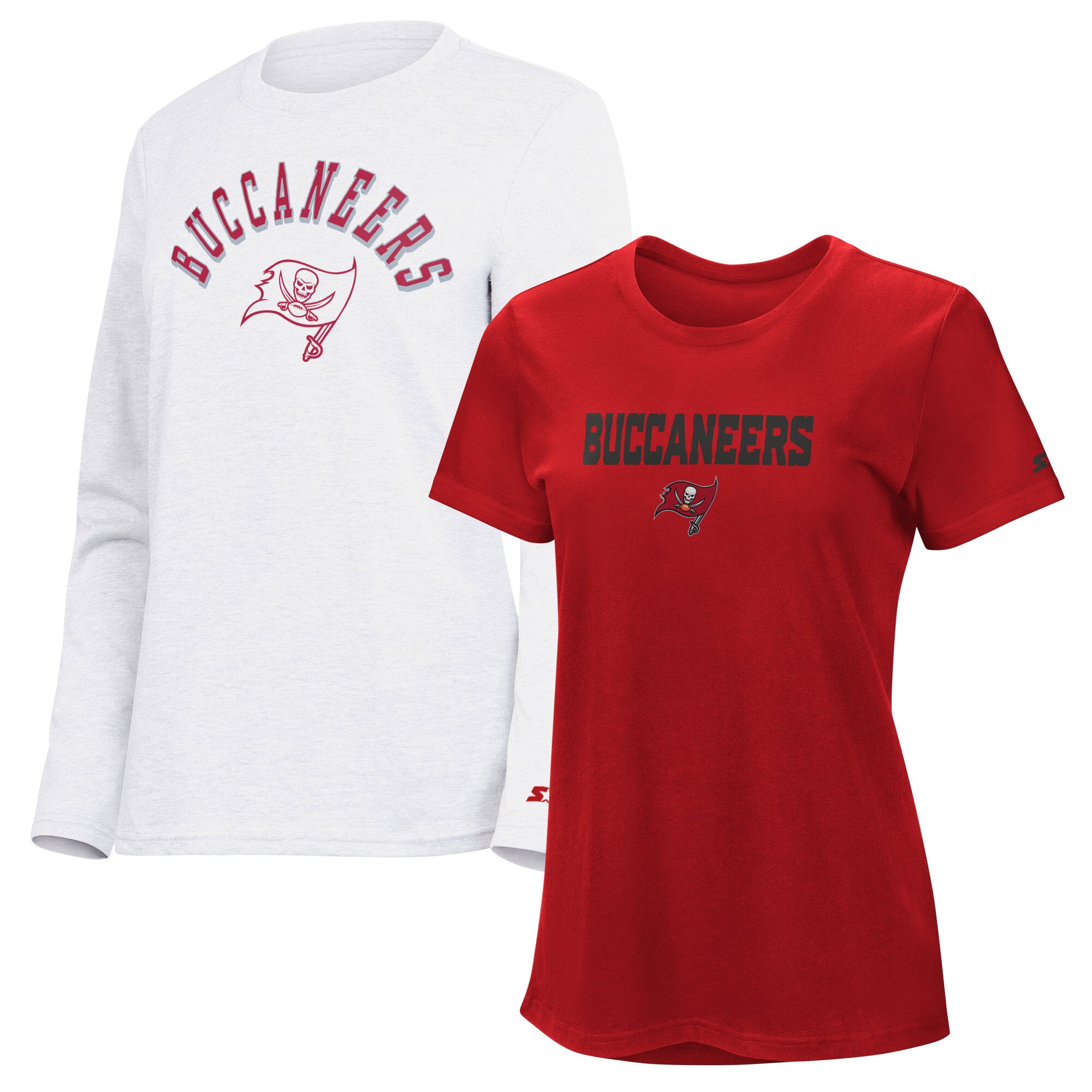 Women's Starter Red/Ash Tampa Bay Buccaneers Short Sleeve & Long T-Shirt Combo Pack
