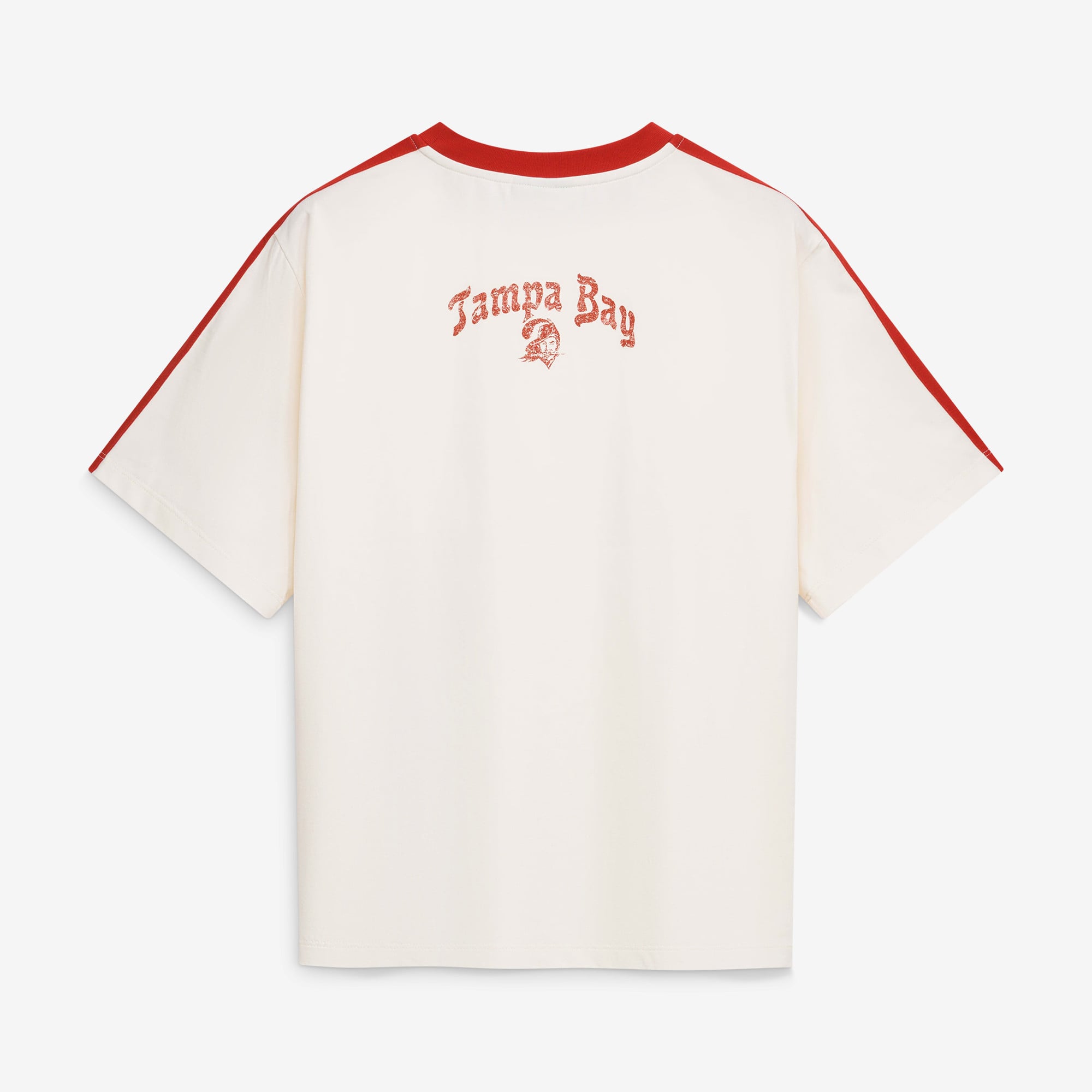 T-shirt rayé à épaules tombantes crème The Wild Collective pour femmes, style Tampa Bay Buccaneers