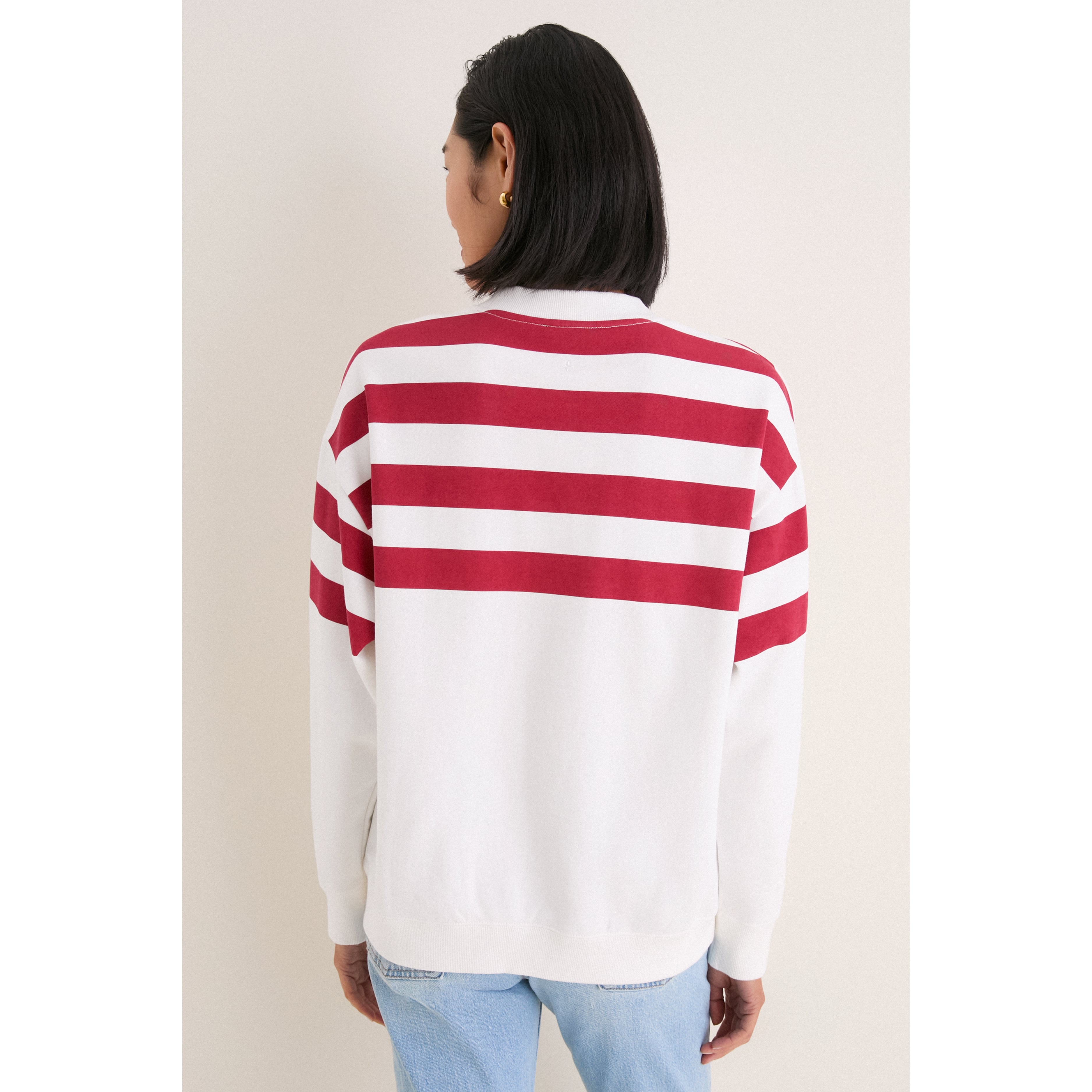 Women's Tuckernuck White/Red Tampa Bay Buccaneers Stripe Sweatshirt
