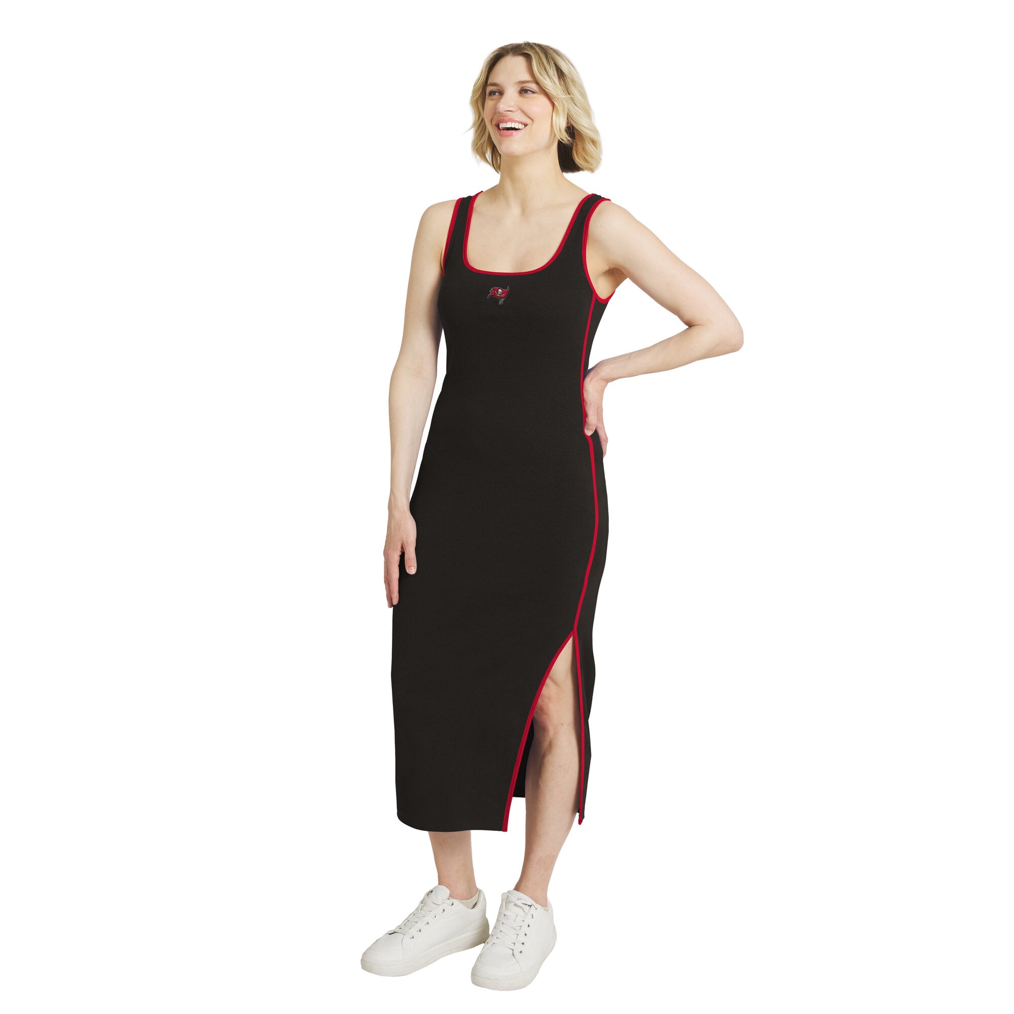 Women's WEAR by Erin Andrews Black Tampa Bay Buccaneers Ribbed Tank Dress