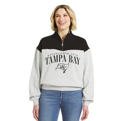  Tampa Bay Buccaneers WEAR by Erin Andrews Women's Colorblock Half-Zip Pullover - Heather Gray