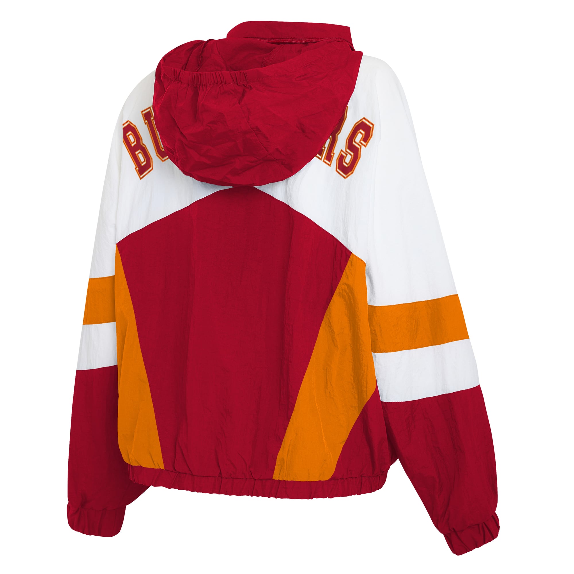 Women's WEAR by Erin Andrews  White/Red Tampa Bay Buccaneers Throwback Crinkle Full-Snap Hooded Windbreaker Jacket