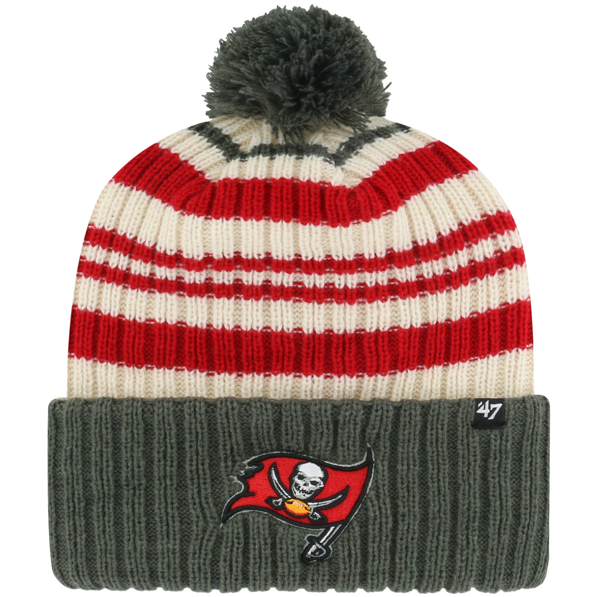 Youth '47  Pewter Tampa Bay Buccaneers Snow Fort Cuffed Knit Hat with Pom