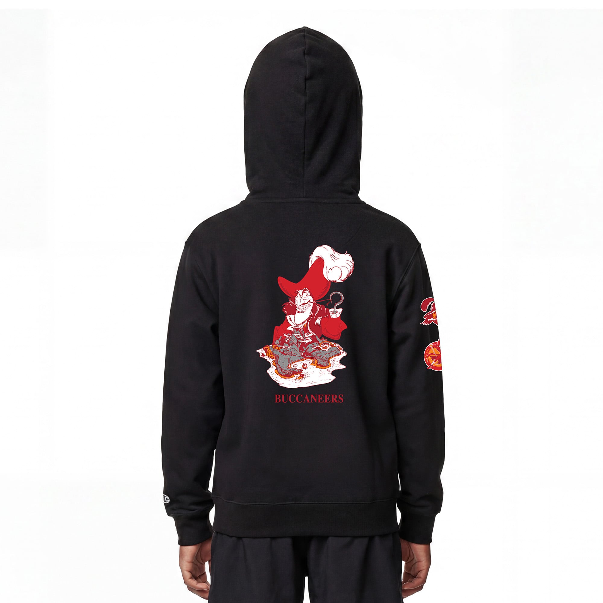 Youth Disney x Champion Black Tampa Bay Buccaneers Captain Hook Full-Zip Hoodie