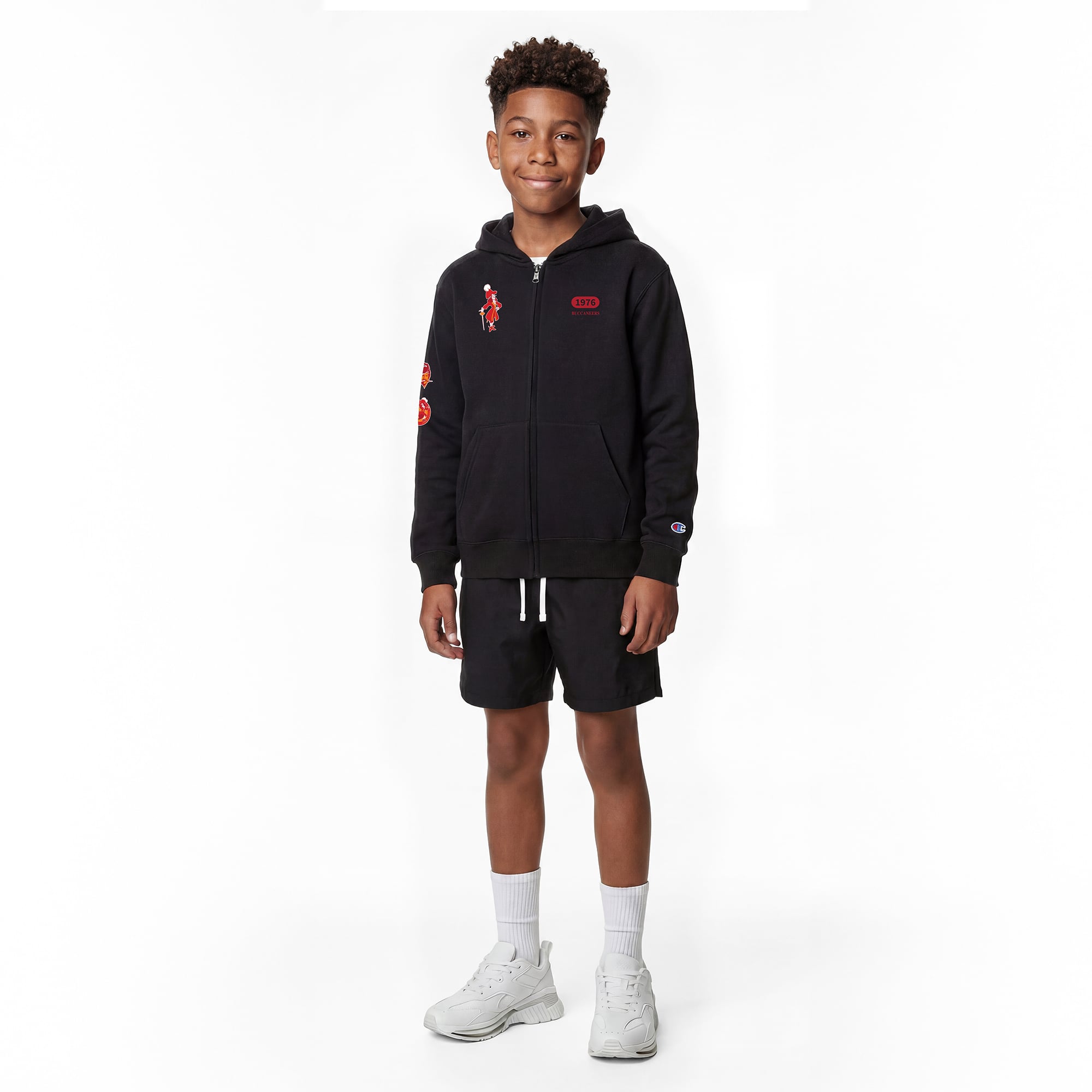 Youth Disney x Champion Black Tampa Bay Buccaneers Captain Hook Full-Zip Hoodie