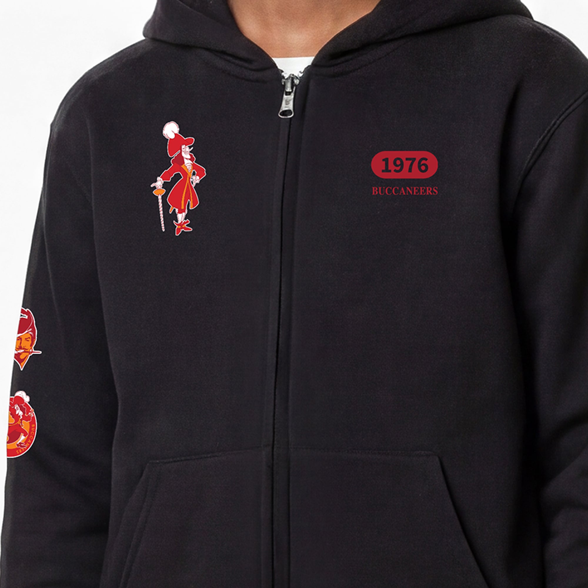 Youth Disney x Champion Black Tampa Bay Buccaneers Captain Hook Full-Zip Hoodie