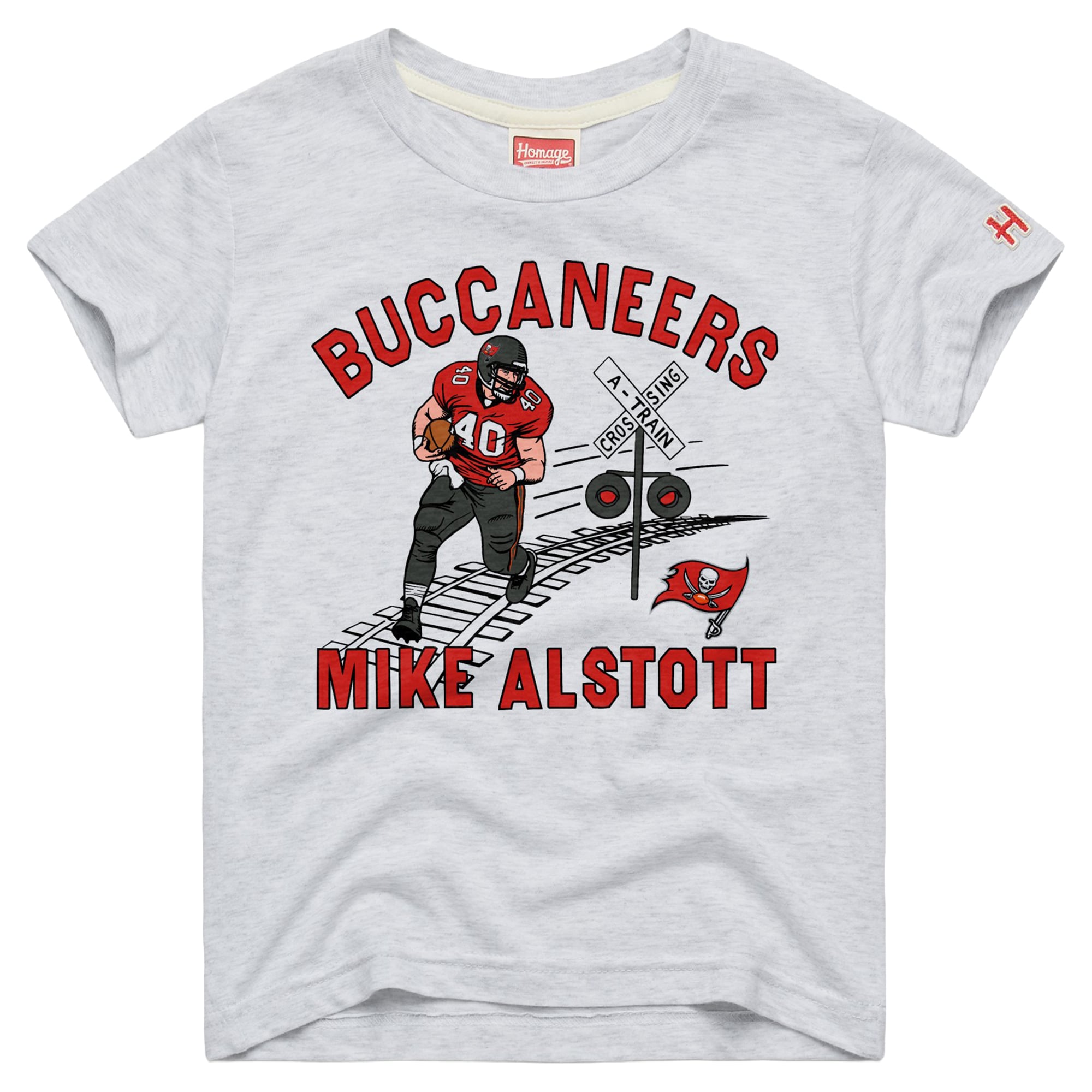Youth Homage Mike Alstott Ash Tampa Bay Buccaneers Player Graphic Tri-Blend T-Shirt