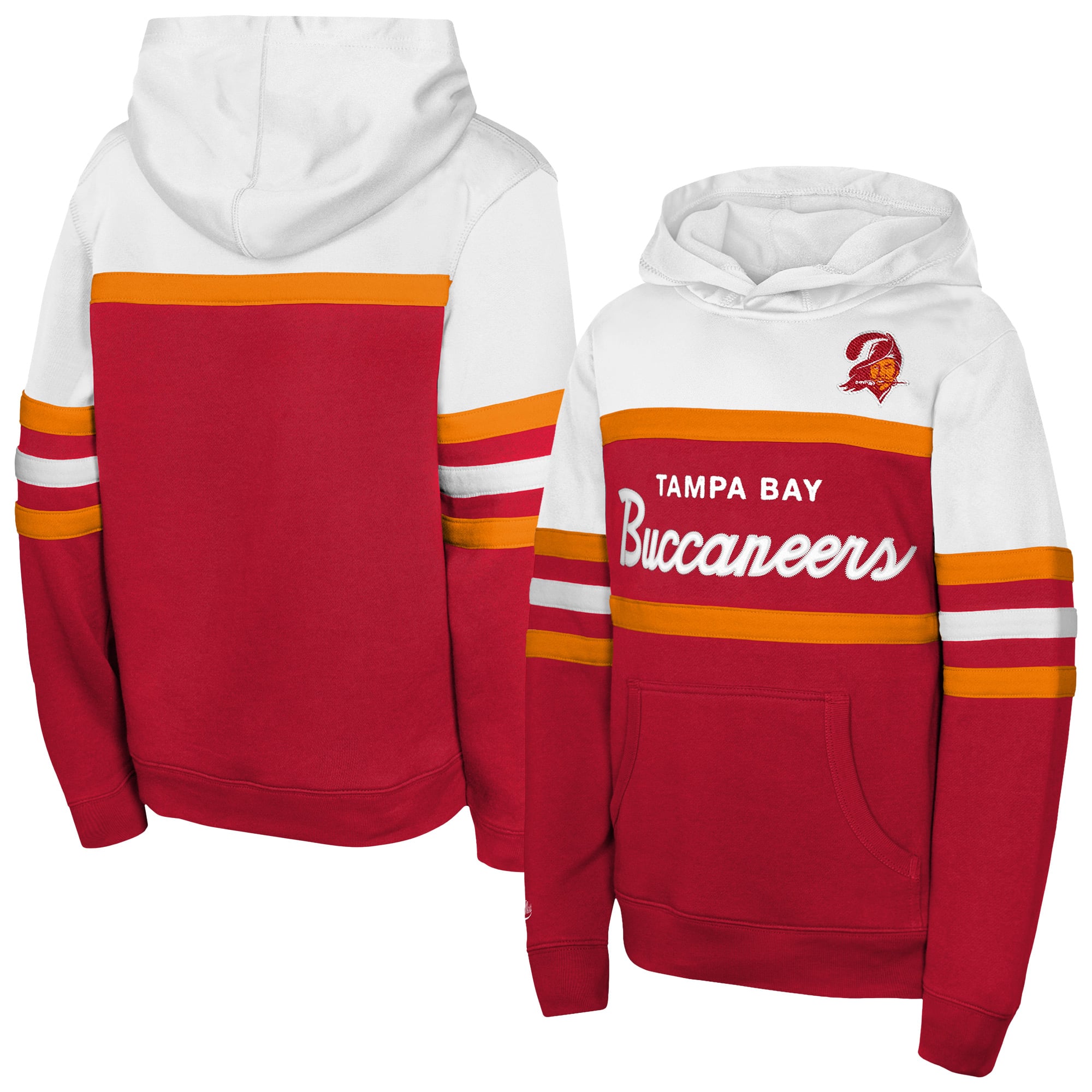 Sweat à capuche Mitchell & Ness rouge Tampa Bay Buccaneers pour jeunes, style rétro, entraîneur-chef