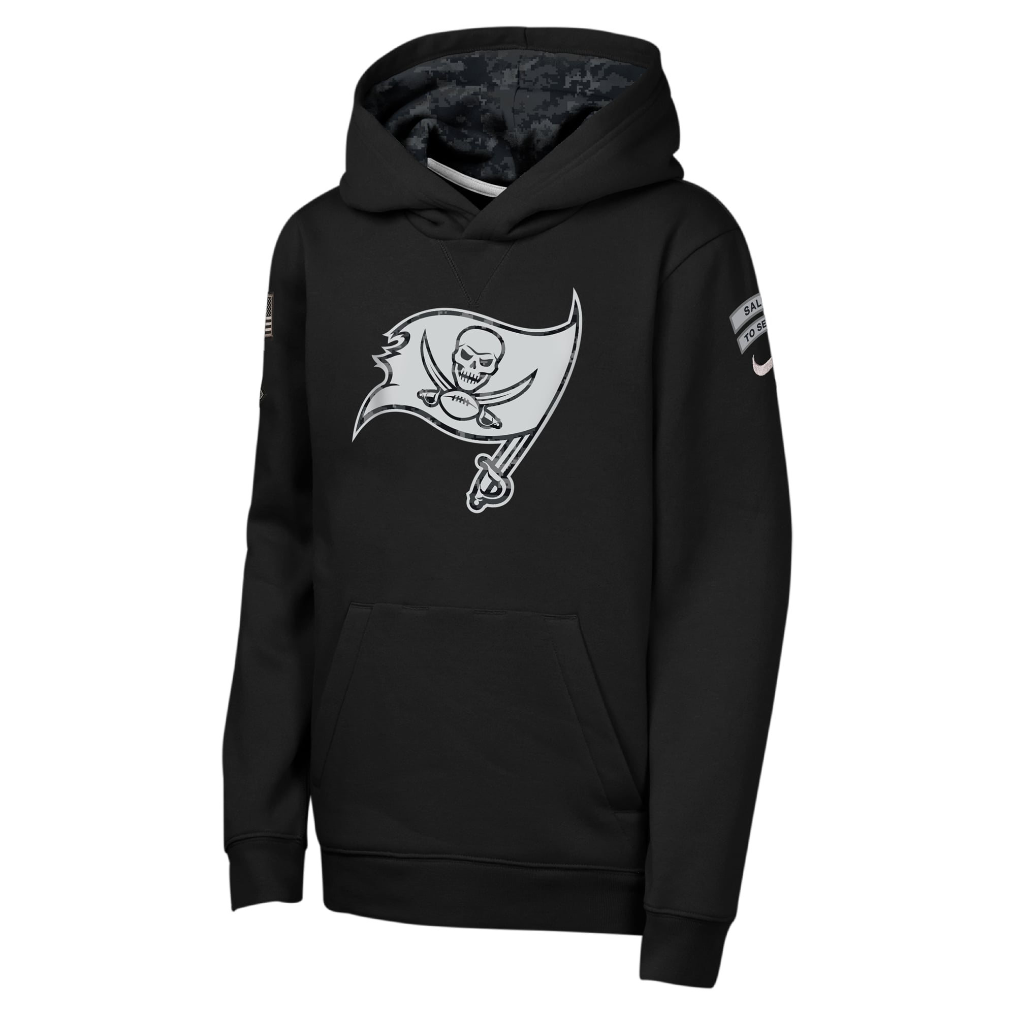 Sweat à capuche polaire Nike noir pour enfant, Tampa Bay Buccaneers 2026 Salute to Service Club