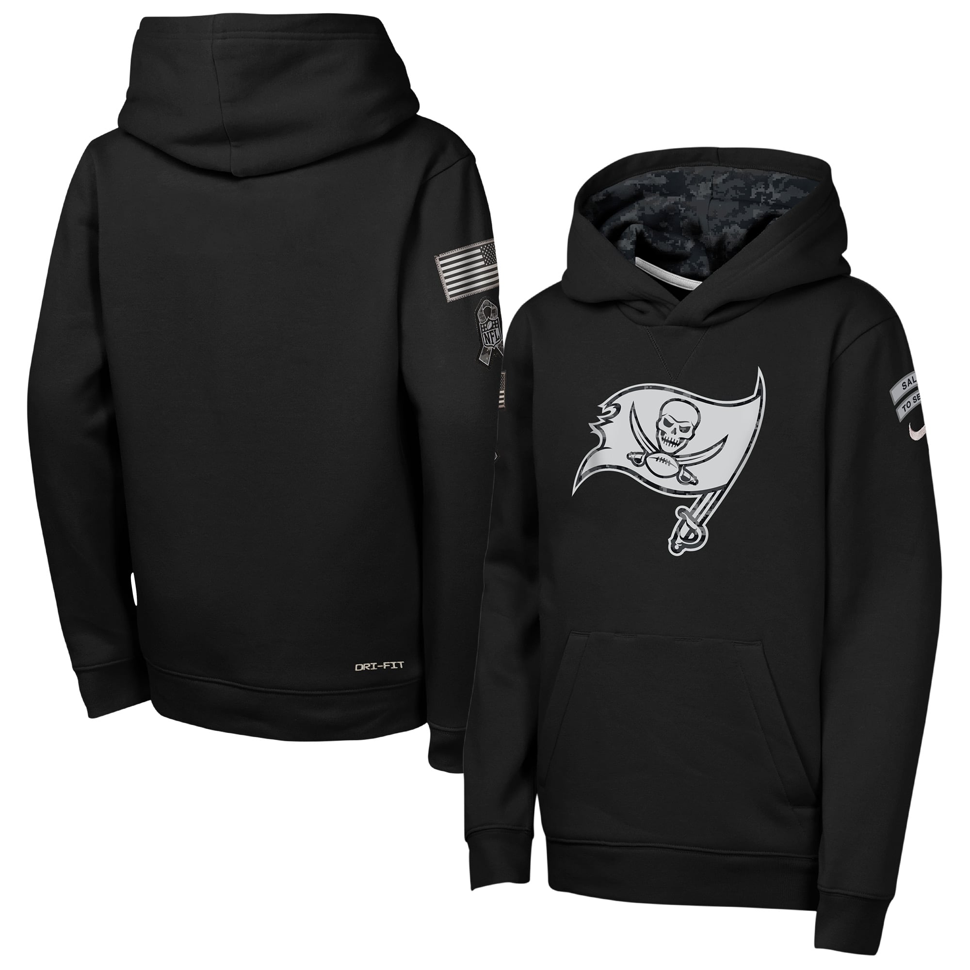 Sweat à capuche polaire Nike noir pour enfant, Tampa Bay Buccaneers 2026 Salute to Service Club