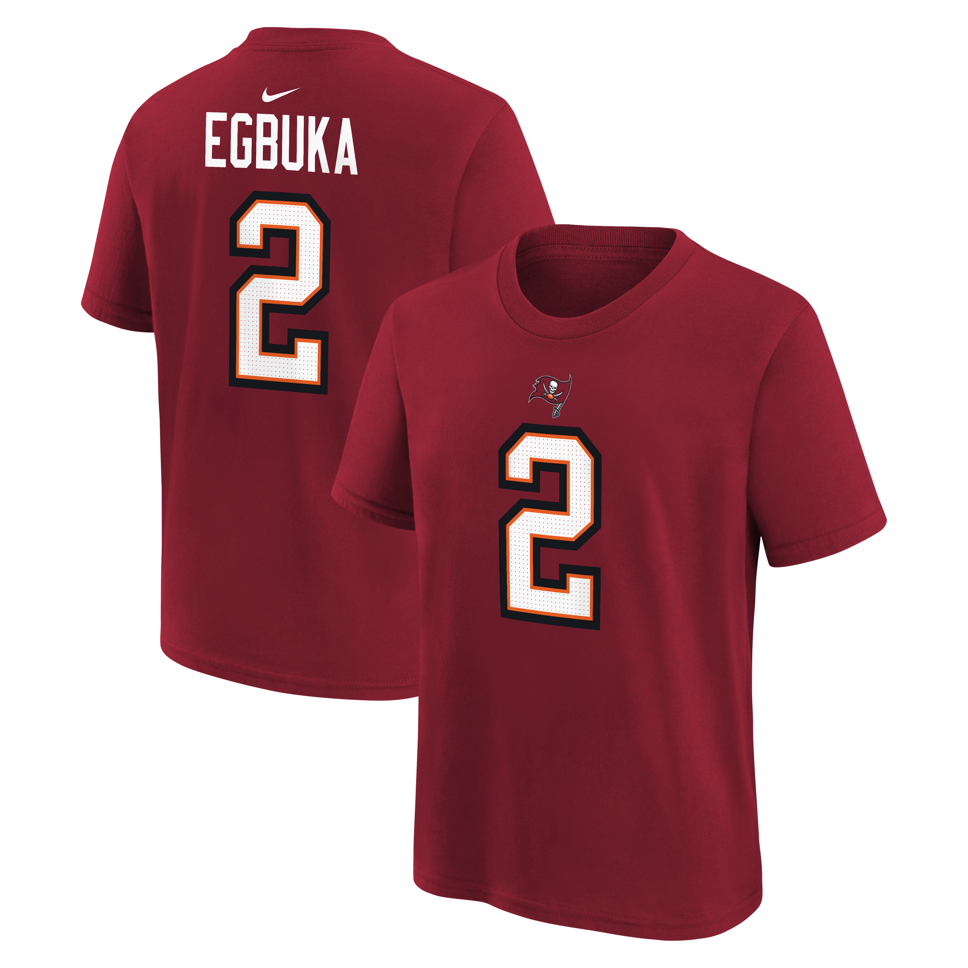 T-shirt Nike pour enfant Emeka Egbuka rouge des Buccaneers de Tampa Bay, avec nom et numéro du joueur