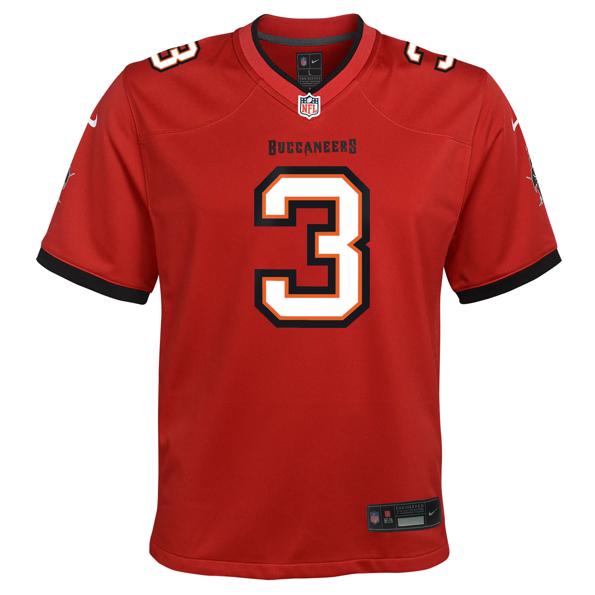 Maillot de match Nike pour enfant Rueben Bain Jr. rouge des Buccaneers Tampa Bay, porté par l'équipe Bay.