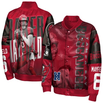 Baker Mayfield Tampa Bay Buccaneers Outerstuff Youth Legendary Button-Front Satin Jacket - Red
