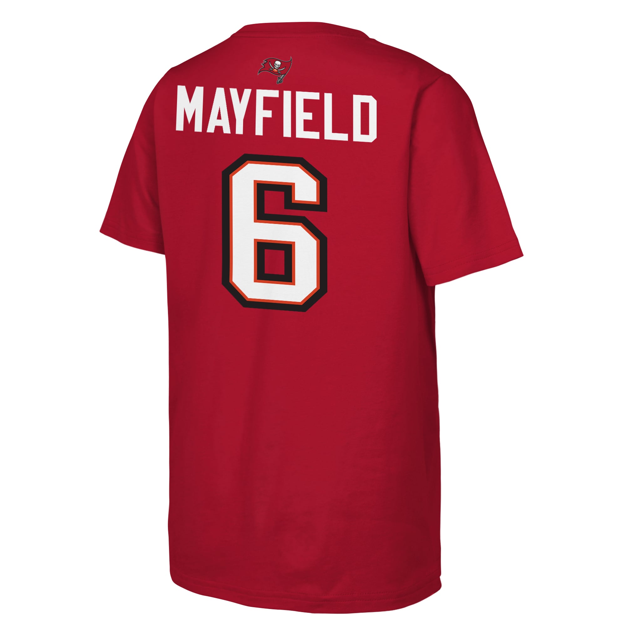T-shirt Outerstuff pour jeunes, Baker Mayfield rouge, Tampa Bay Buccaneers, nom et numéro