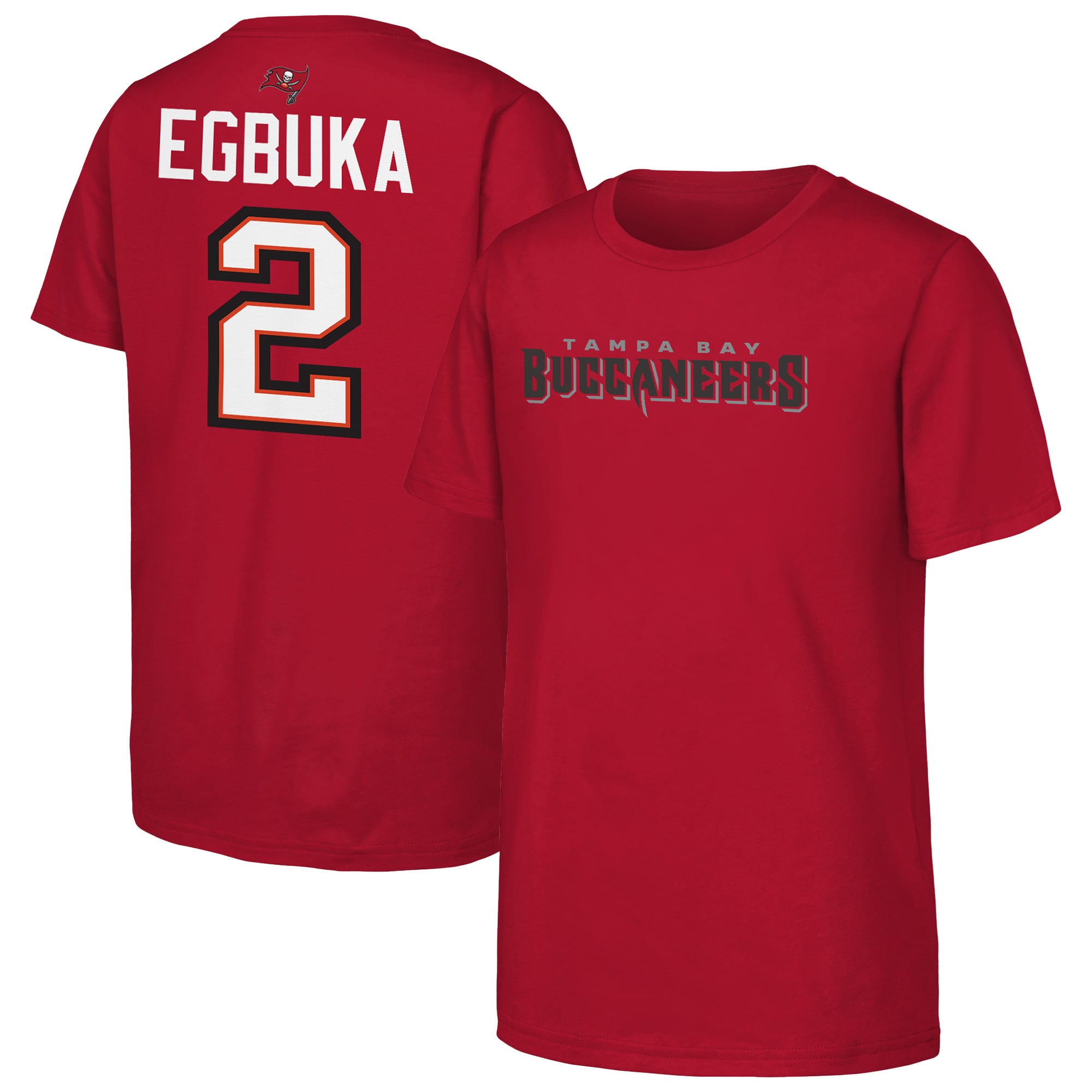 T-shirt Youth Outerstuff Emeka Egbuka rouge Tampa Bay Buccaneers avec nom et numéro