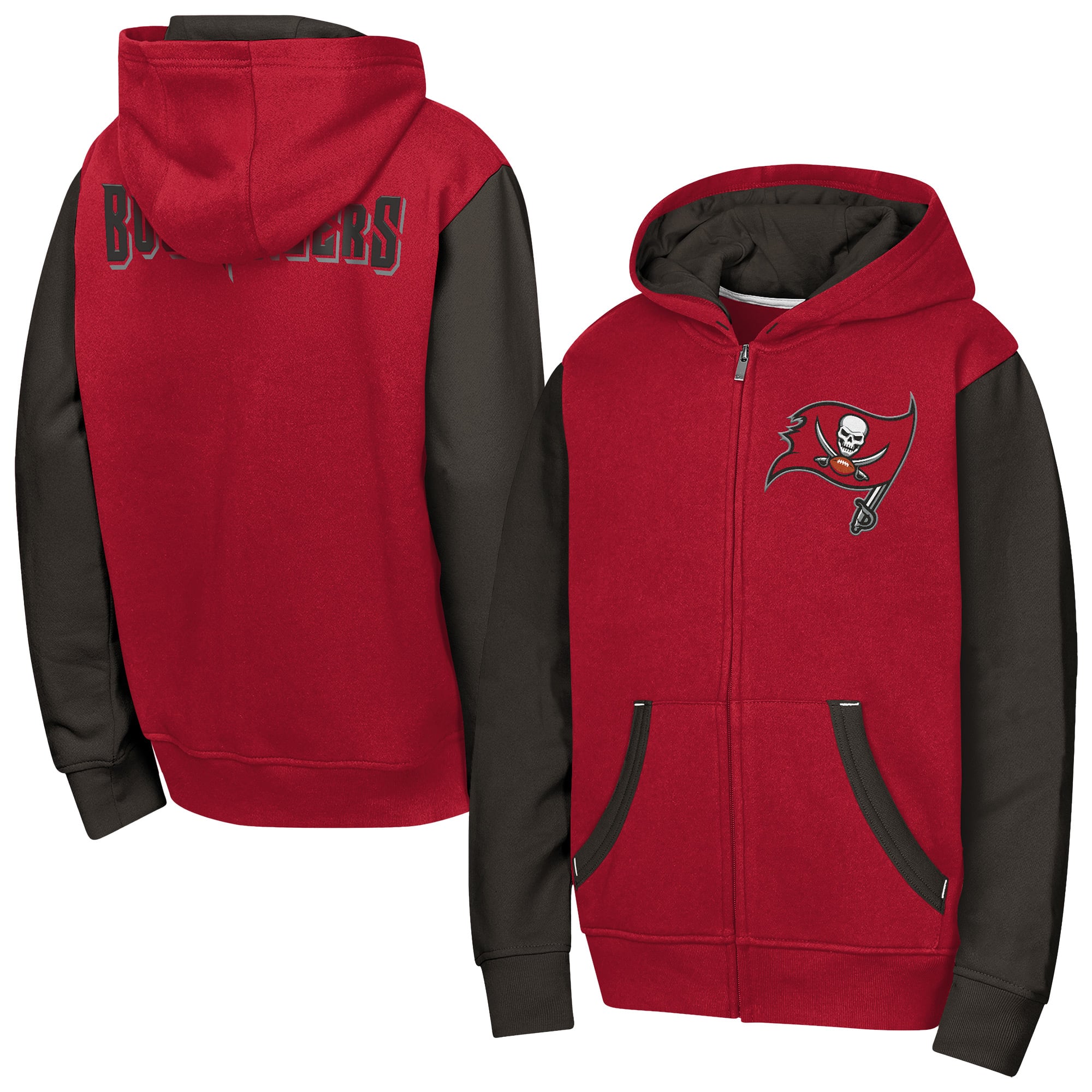 Sweat à capuche zippé Youth Outerstuff rouge Tampa Bay Buccaneers Stadium Colorblock