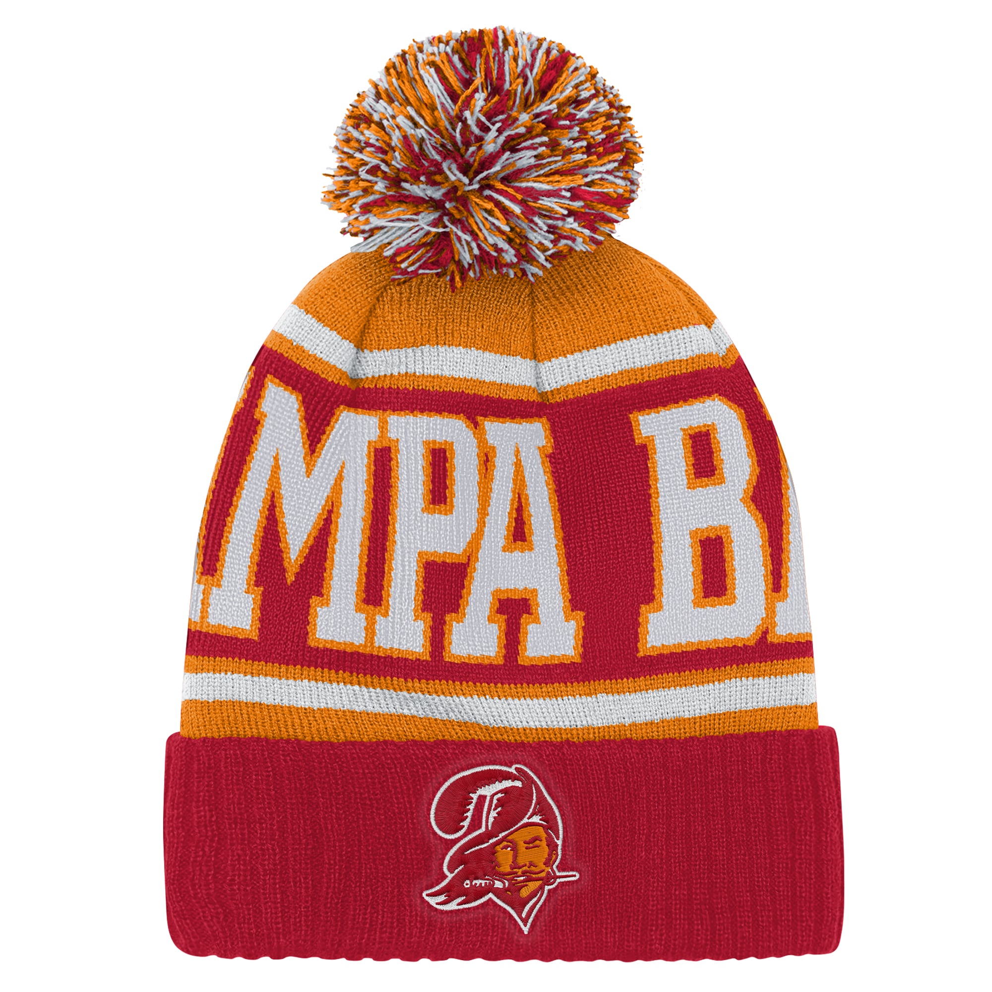 Bonnet à revers rétro rouge/orange Tampa Bay Buccaneers Youth Outerstuff avec pompon