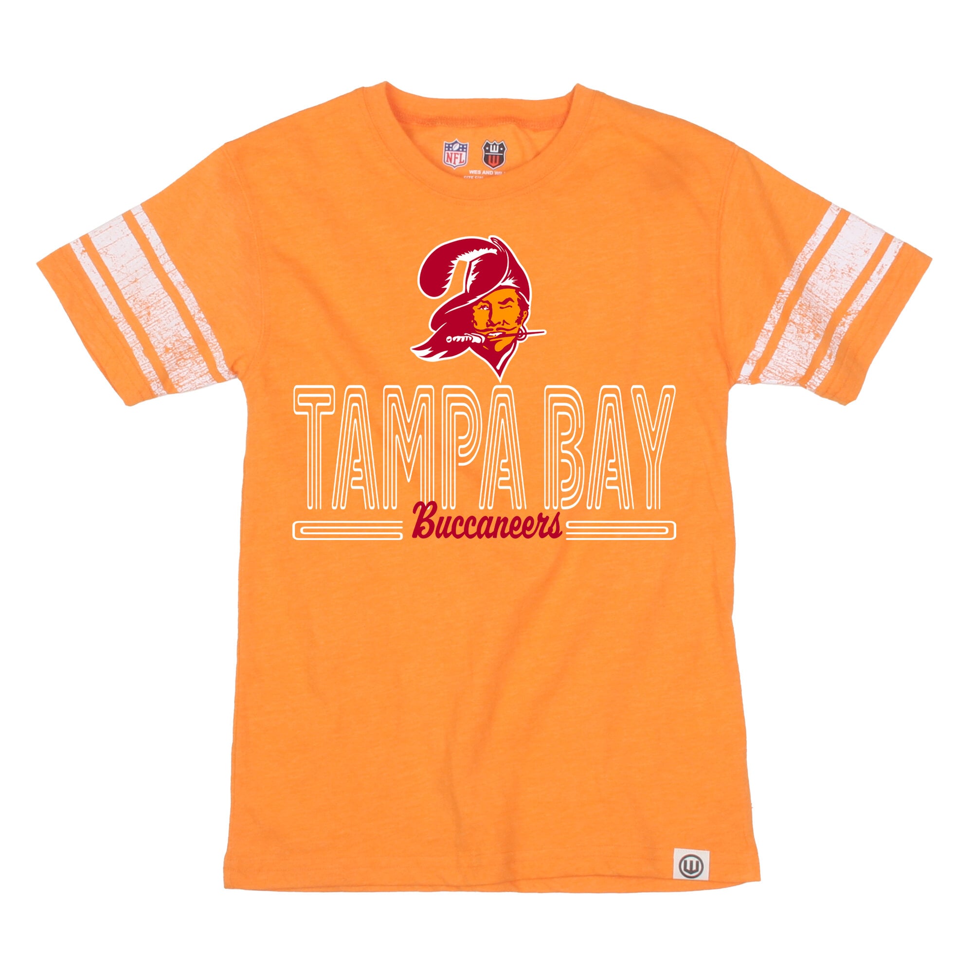 Youth Wes & Willy Orange Tampa Bay Buccaneers Football Jersey T-Shirt