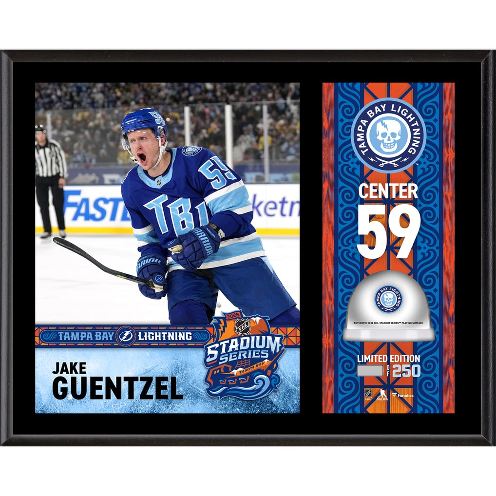 Jake Guentzel Tampa Bay Lightning Fanatics Authentic 2026 NHL Stadium Series 12" x 15" Sublimated Plaque with Game-Used Ice - Limited Edition of 250