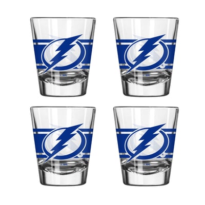 Tampa Bay Lightning Logo Brands Four-Piece Stripe Shot Glass Set