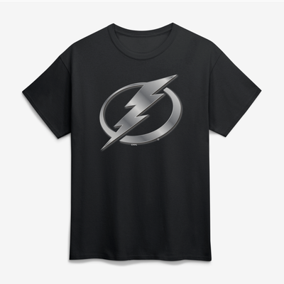 Tampa Bay Lightning Big & Tall Metallic Mascot T-Shirt - Black