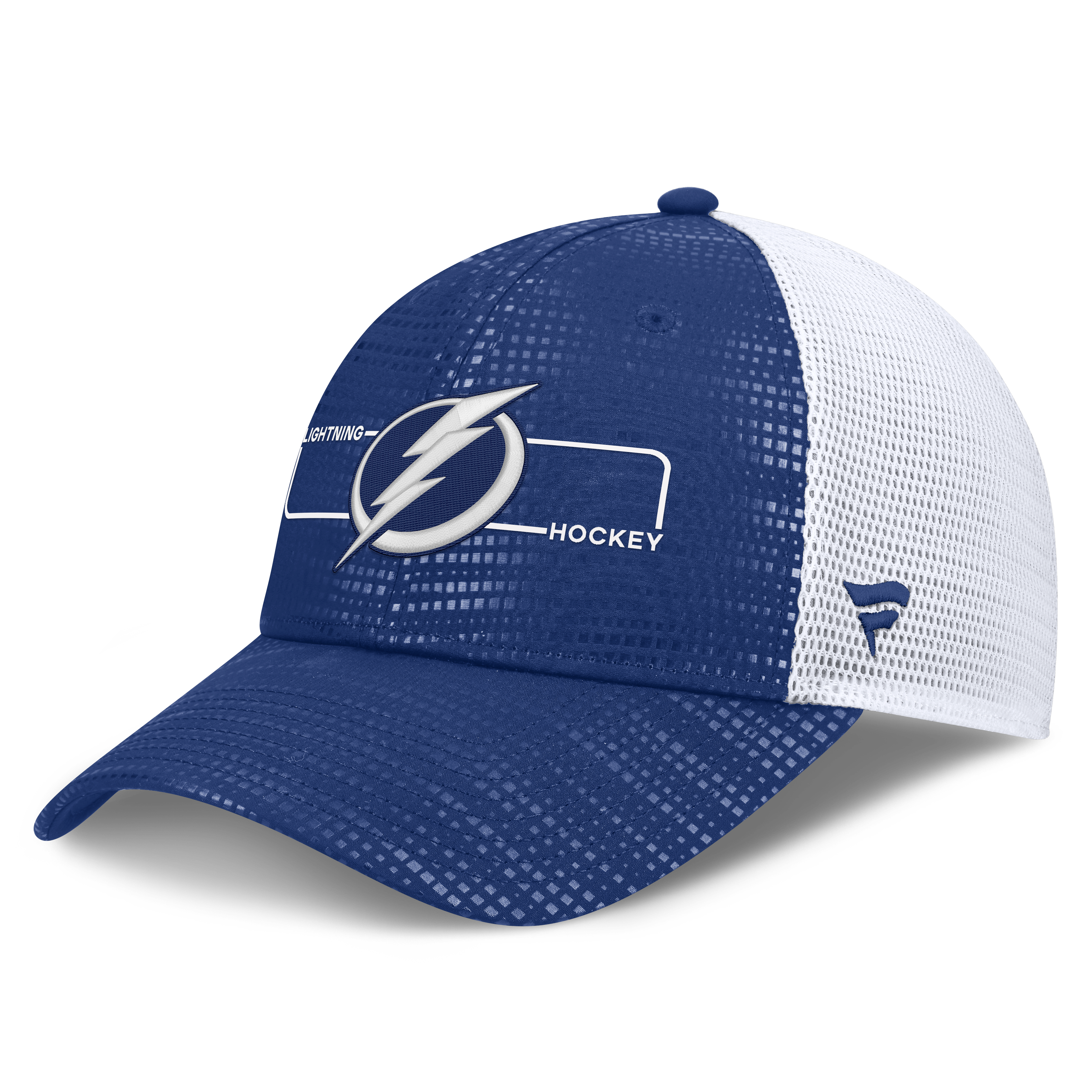 Casquette trucker authentique Pro Rink avec logo encadré, bleue, Tampa Bay Lightning, pour homme, Fanatics