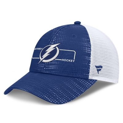 Men's Tampa Bay Lightning Fanatics Blue Authentic Pro Rink Boxed Logo Trucker Hat