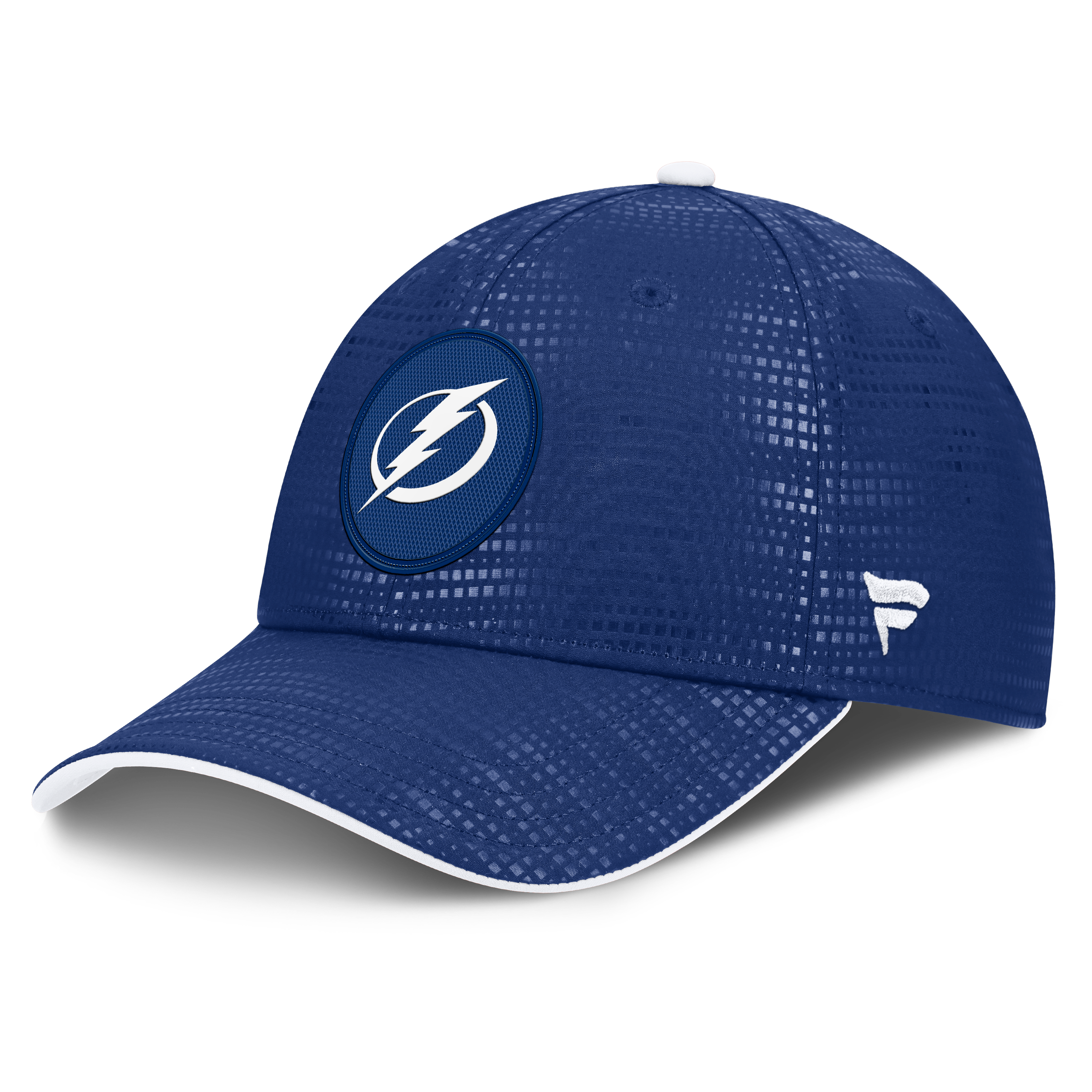 Casquette Fanatics bleue Tampa Bay Lightning Authentic Pro Rink à taille extensible et logo en relief