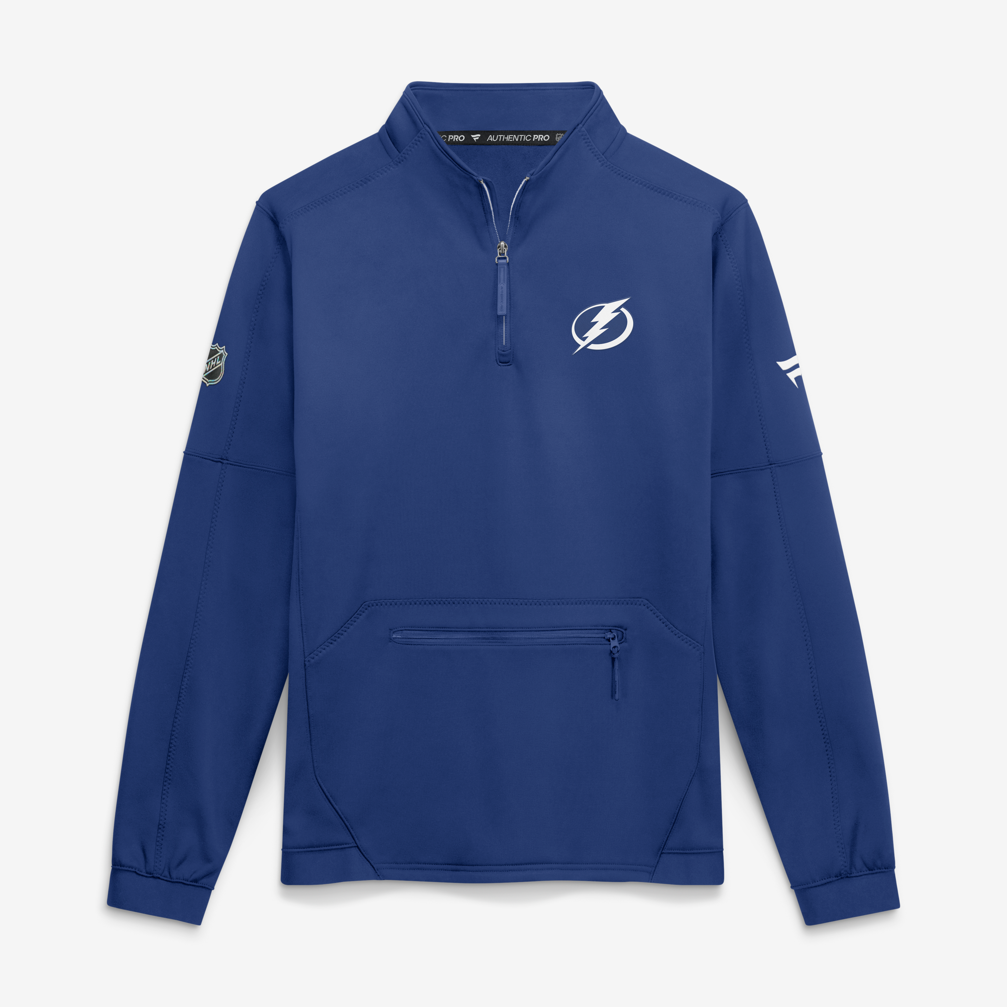 Pull-over polaire à quart de zip Fanatics bleu Tampa Bay Lightning Authentic Pro Rink pour homme