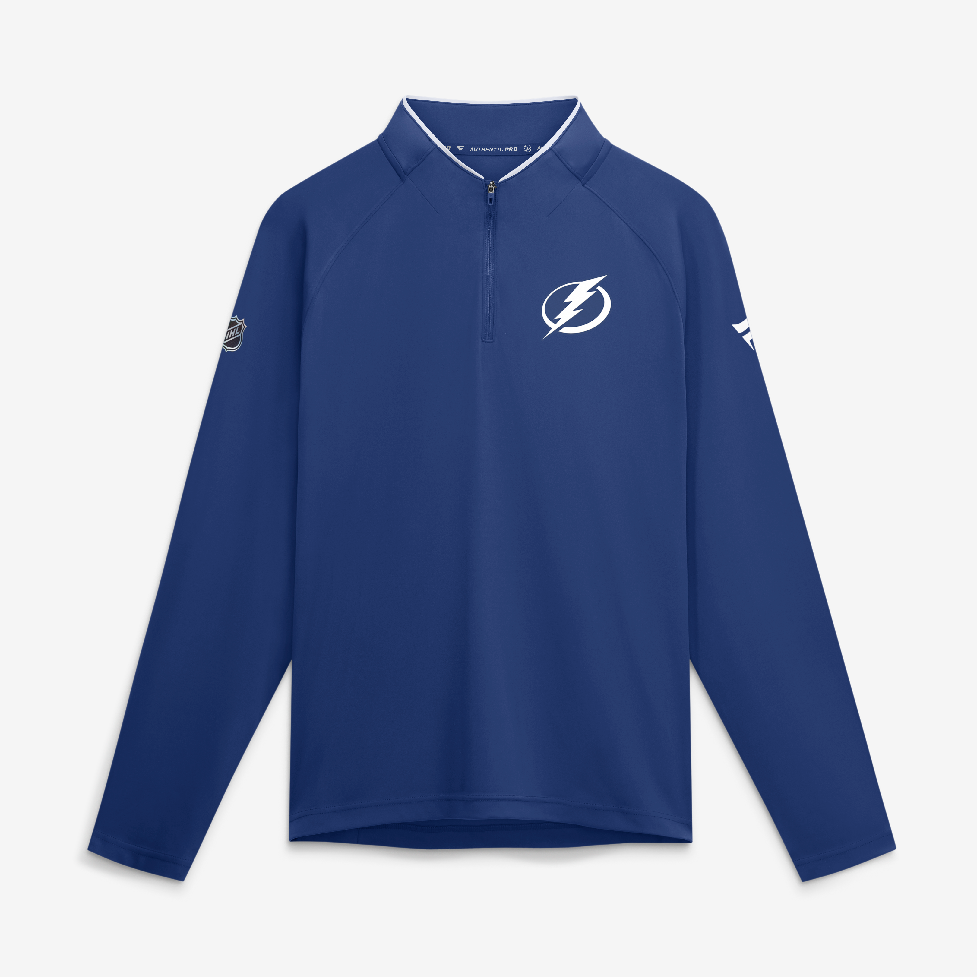 Pull-over léger à col zippé bleu Tampa Bay Lightning pour homme, authentique Fanatics Pro Rink.
