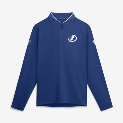 Pull-over léger à col zippé Tampa Bay Lightning Fanatics bleu authentique Pro Rink pour homme
