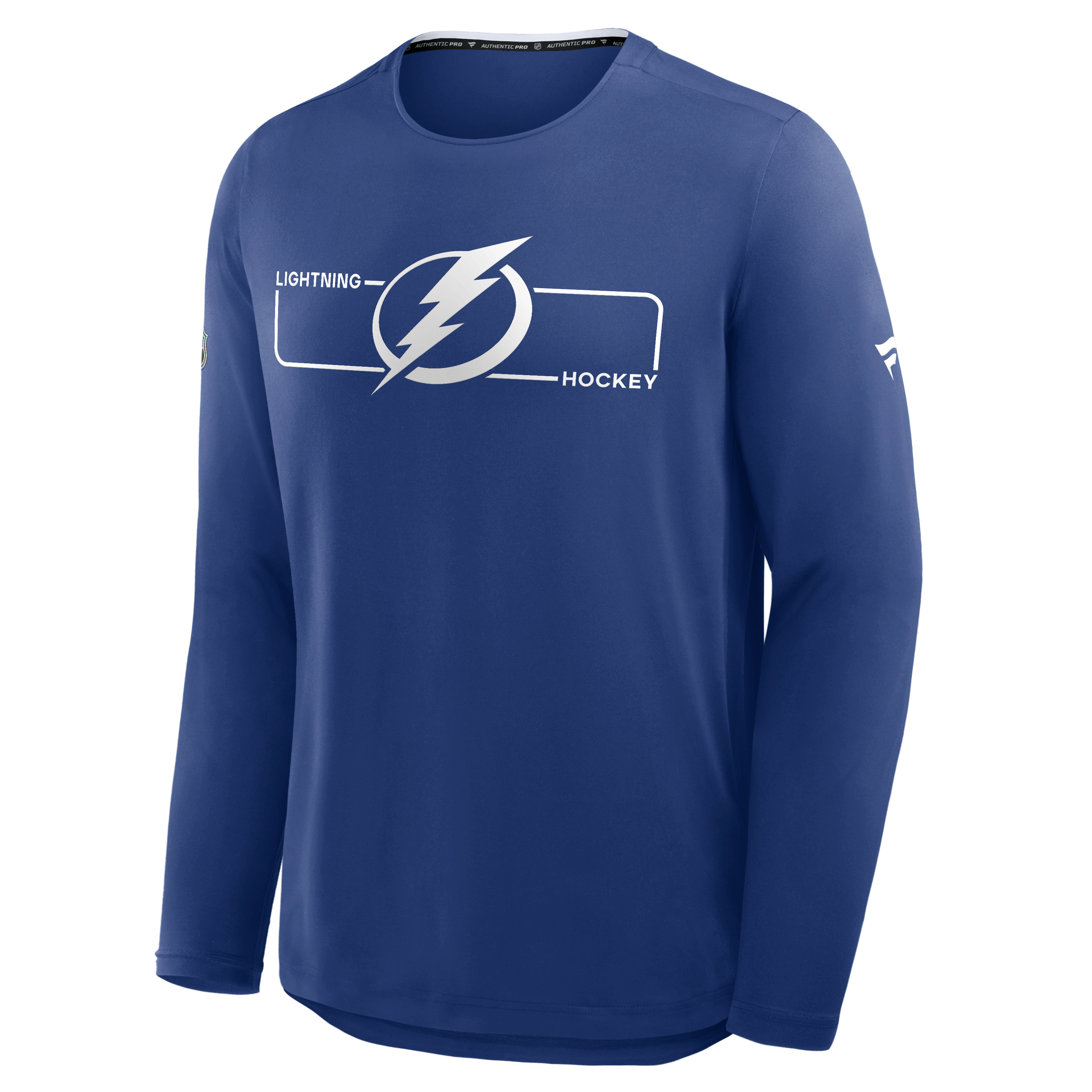 T-shirt à manches longues authentique Pro Rink Tech Tampa Bay Lightning bleu Fanatics pour homme