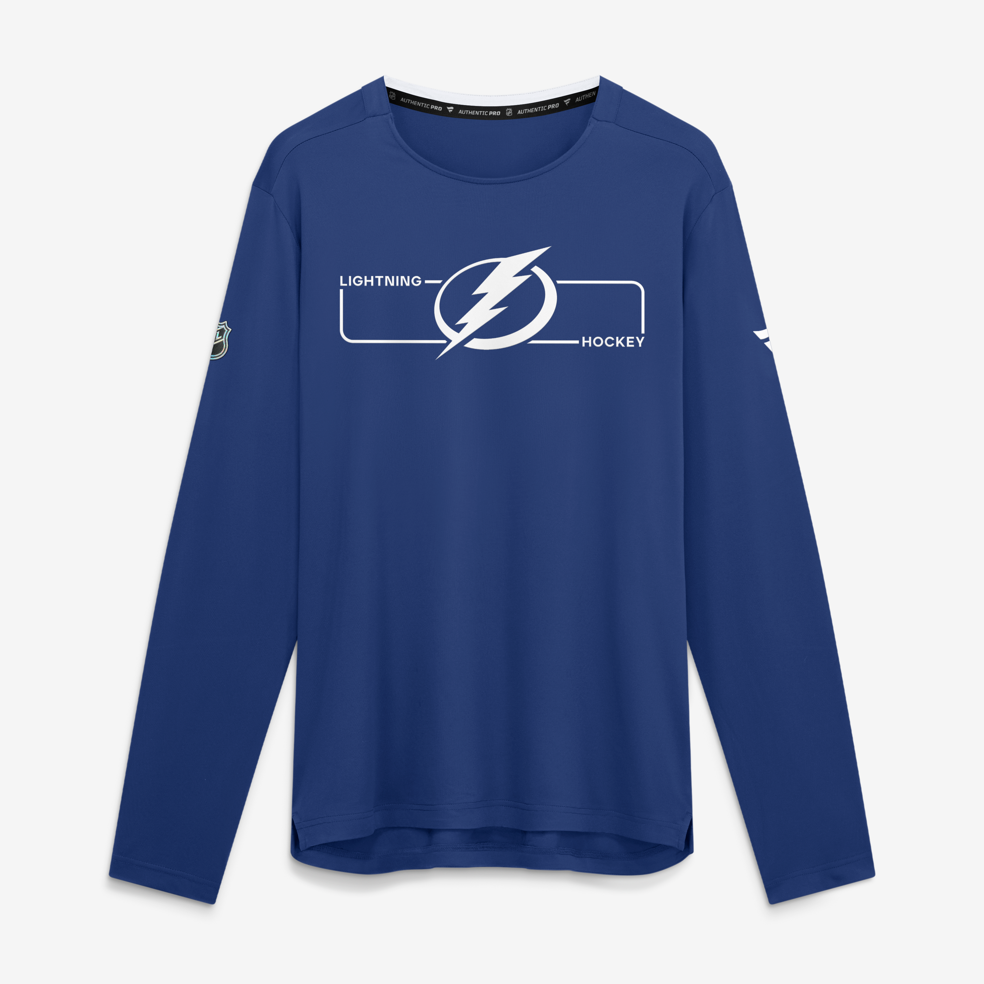 T-shirt à manches longues authentique Pro Rink Tech Tampa Bay Lightning bleu Fanatics pour homme