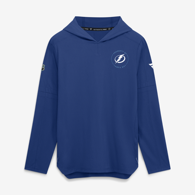 Sweat à capuche léger authentique Pro Train bleu Tampa Bay Lightning pour homme