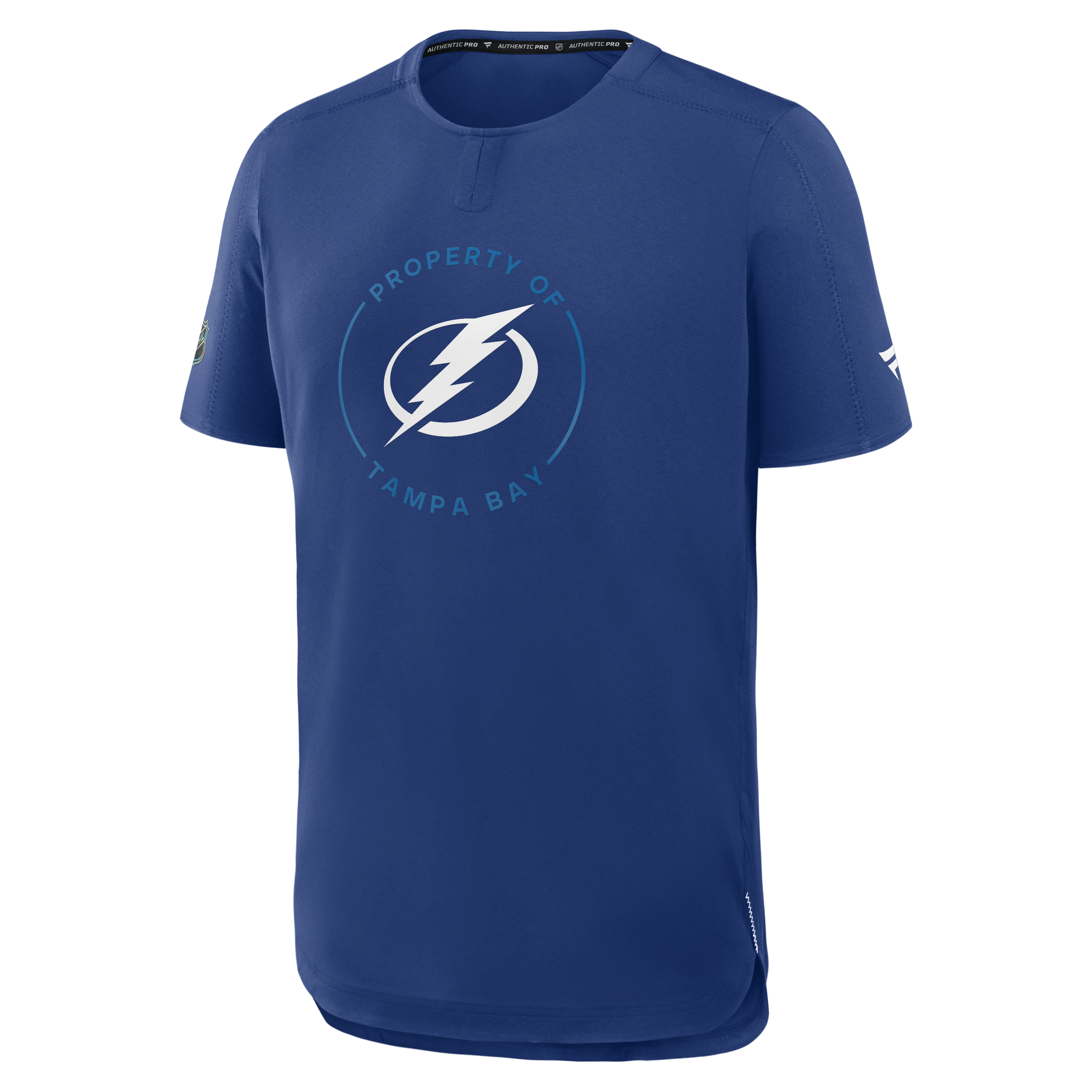 T-shirt de performance authentique Pro Train bleu Tampa Bay Lightning pour homme Fanatics