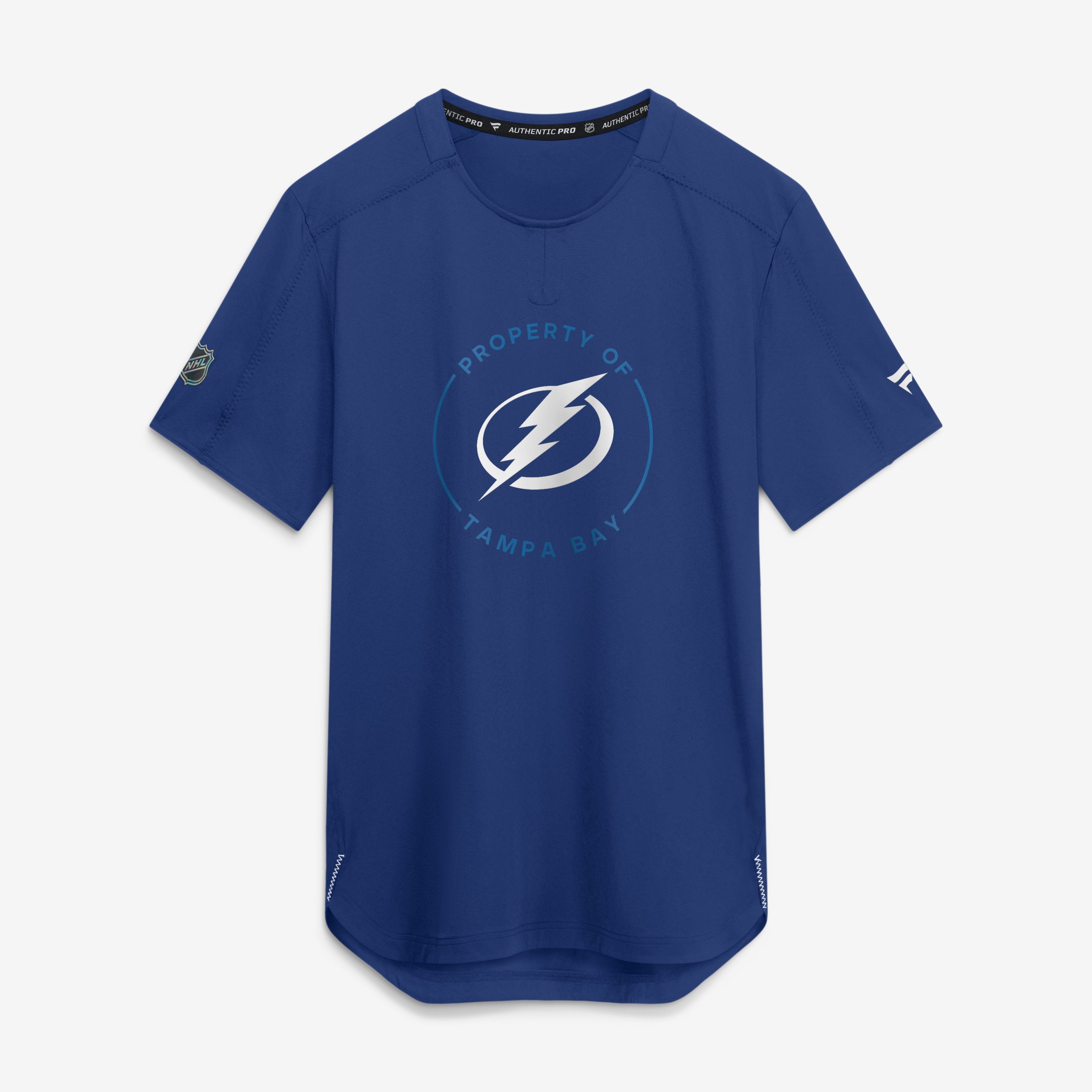 T-shirt de performance authentique Pro Train bleu Tampa Bay Lightning pour homme Fanatics