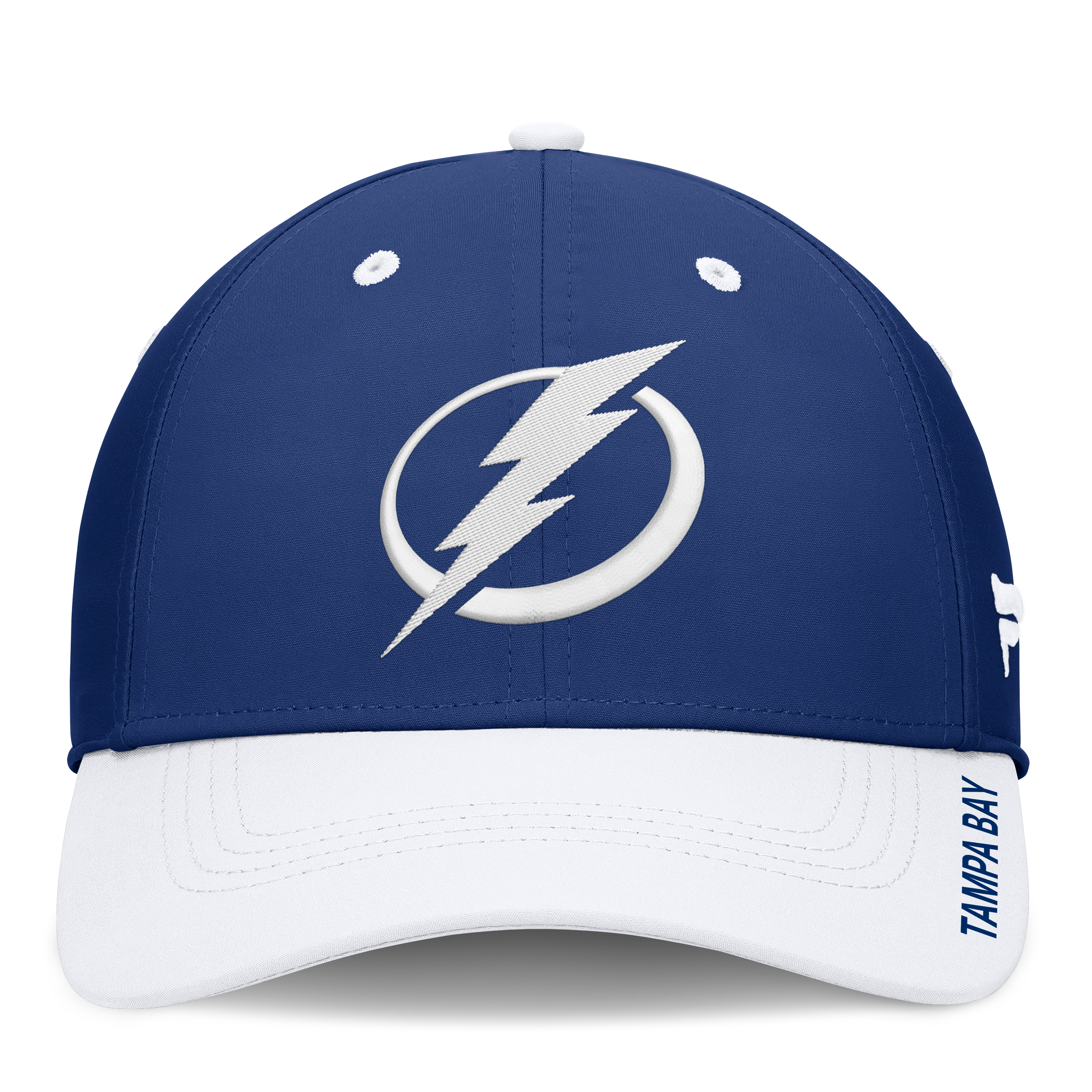 Casquette extensible authentique Pro Rink Fanatics bleue et blanche pour homme, Tampa Bay Lightning
