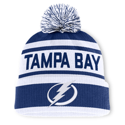 Tampa Bay Lightning Fanatics Fundamental Cuffed Knit Hat with Pom - Blue/White