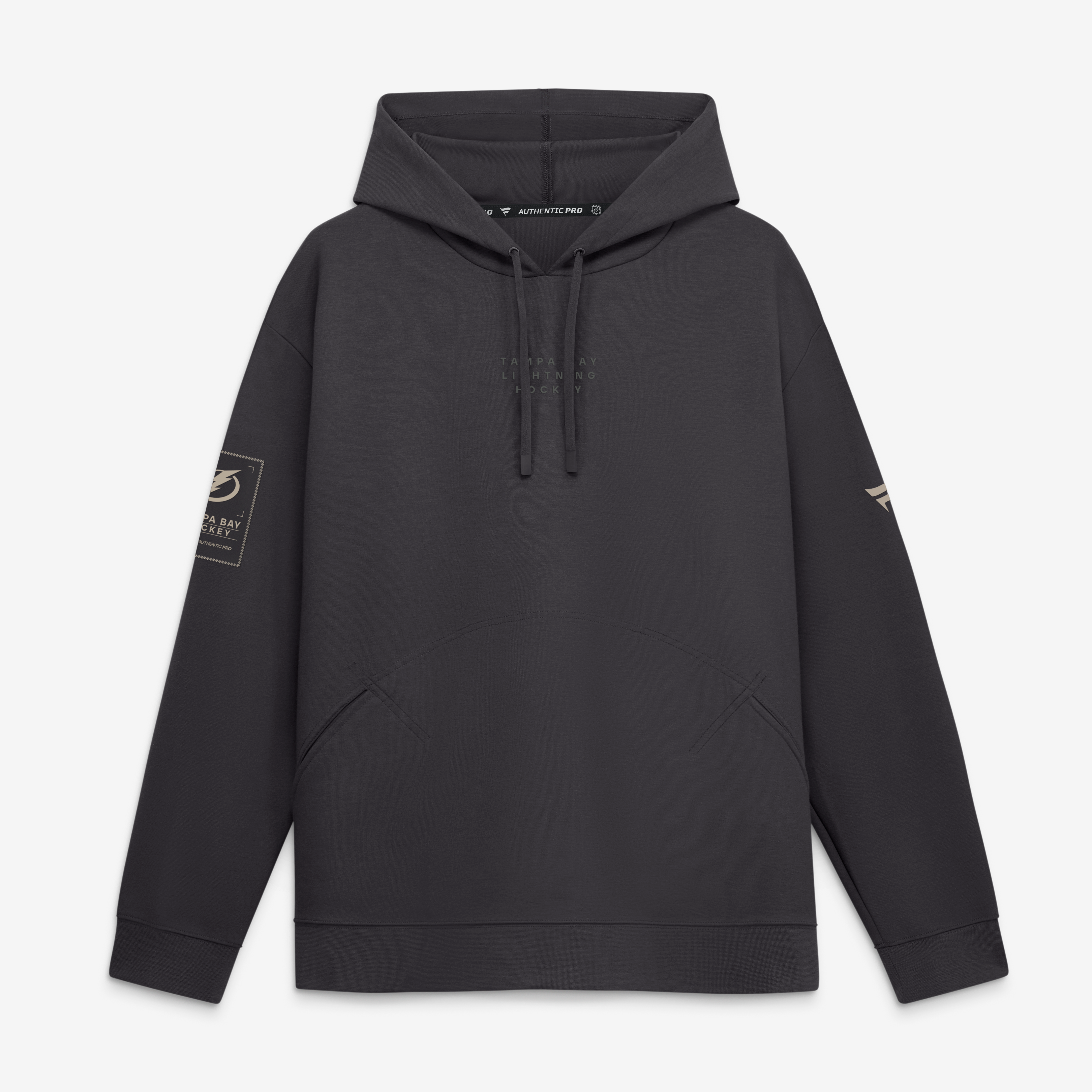 Sweat à capuche authentique Pro Road Fanatics Charcoal Tampa Bay Lightning pour homme