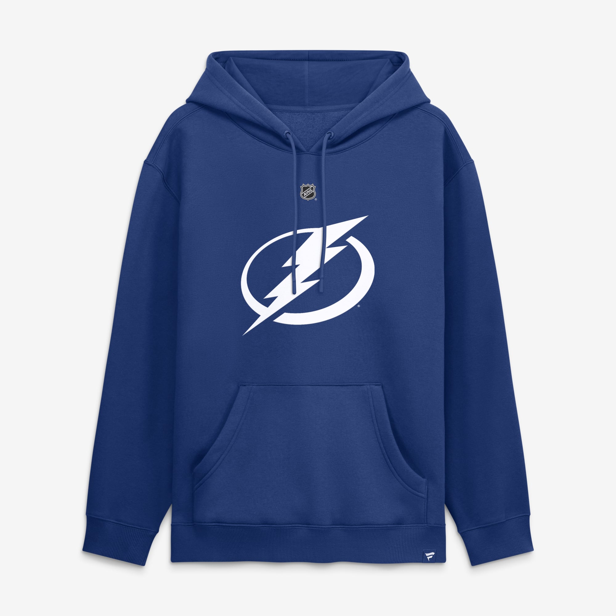 Sweat à capuche authentique Fanatics John Carlson bleu Tampa Bay Lightning pour homme