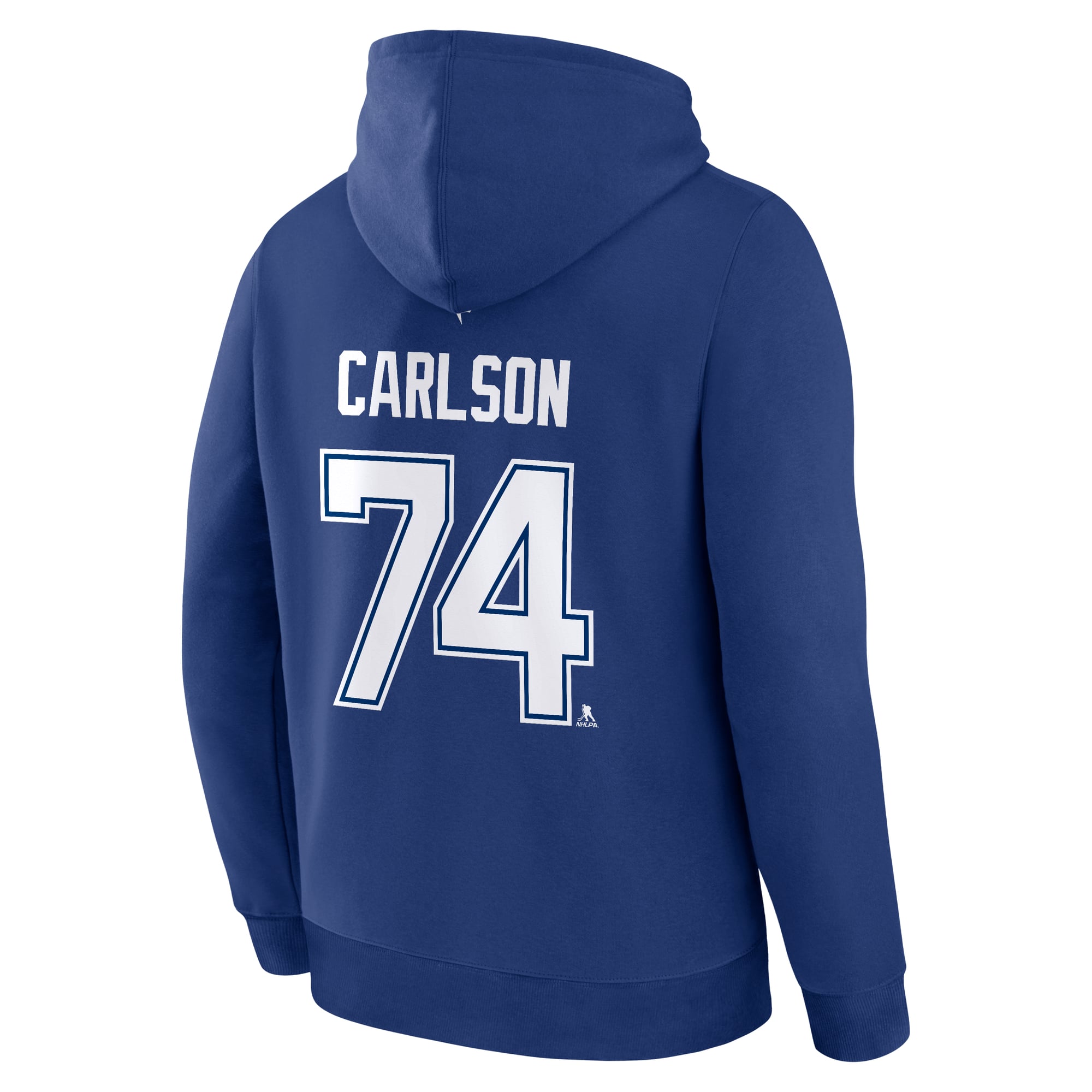 Sweat à capuche authentique Fanatics John Carlson bleu Tampa Bay Lightning pour homme