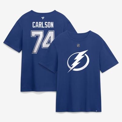 John Carlson Tampa Bay Lightning Fanatics Authentic Stack Name & Number T-Shirt - Blue