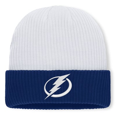 Men's Tampa Bay Lightning Fanatics White Authentic Pro Rink Cuffed Knit Hat