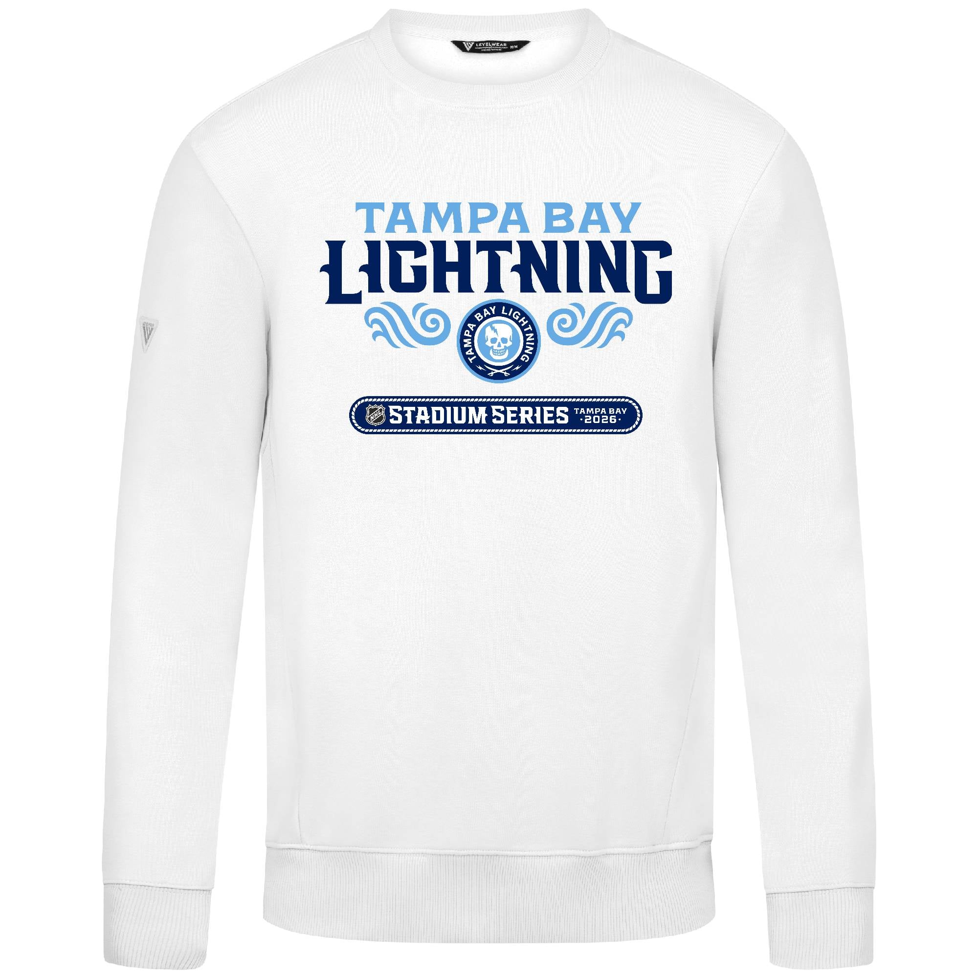 Men's Levelwear White Tampa Bay Lightning 2026 NHL Stadium Series Zane Stacked Sweatshirt