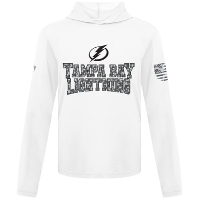 T-shirt à capuche à manches longues pour homme Tampa Bay Lightning Levelwear blanc Anthem Camo