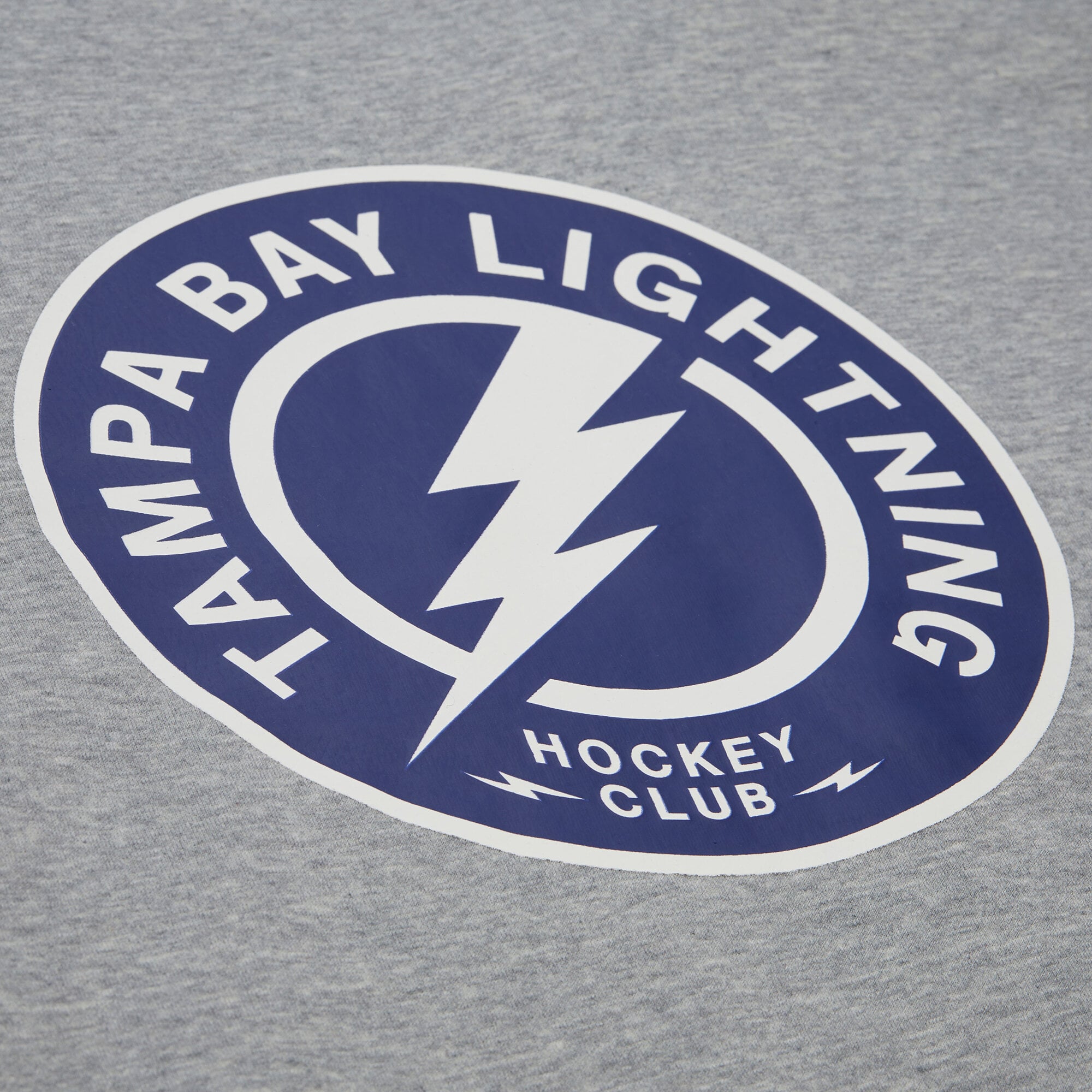 Men's Mitchell & Ness  Heather Gray Tampa Bay Lightning Walk-Off Logo Fleece Crewneck Sweatshirt