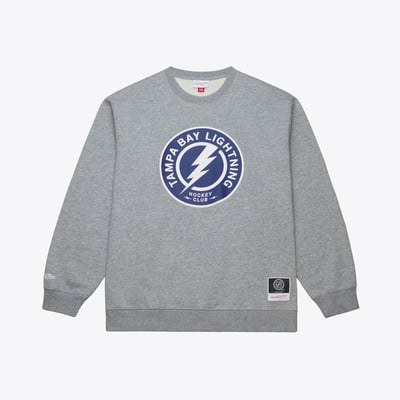 Sweat-shirt à col rond en polaire avec logo Mitchell & Ness du Lightning de Tampa Bay - Gris chiné